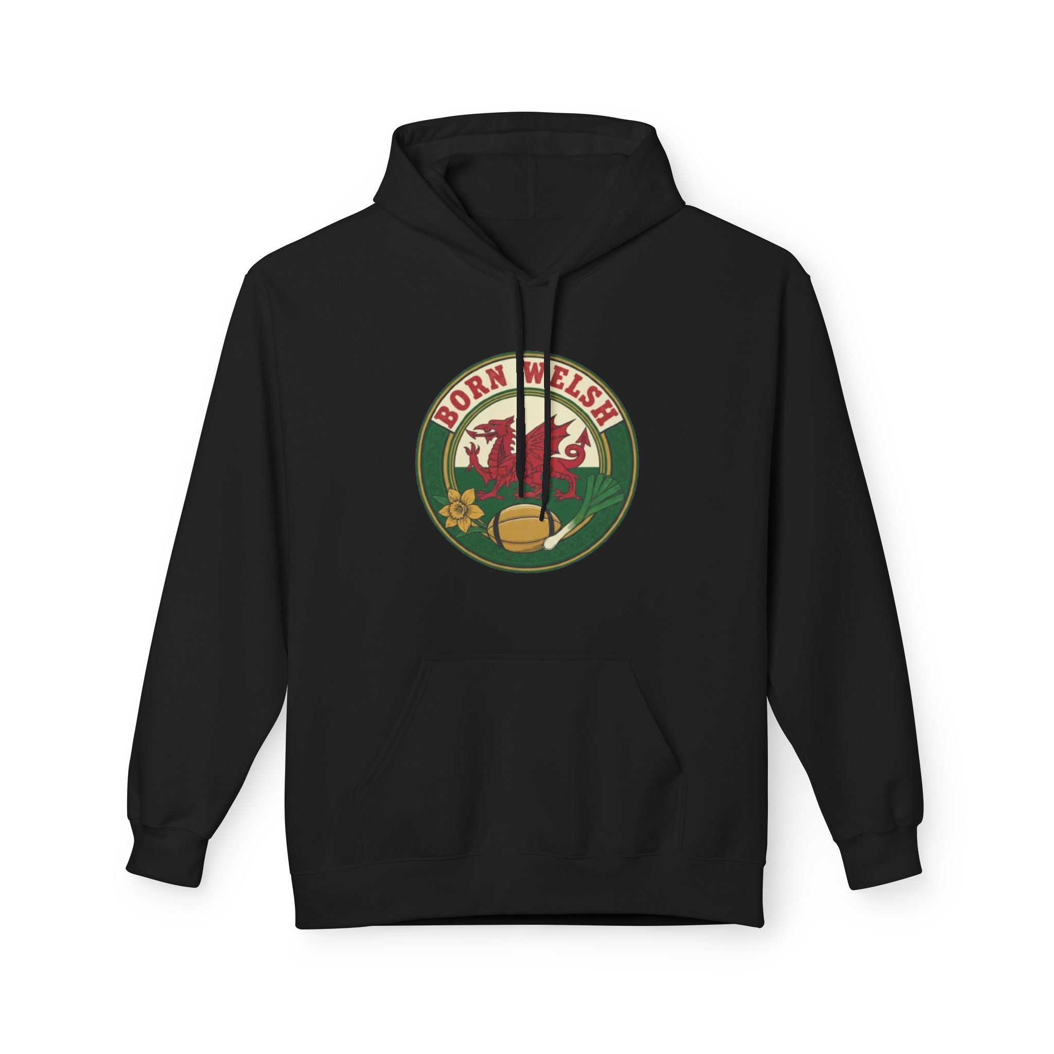 Born Welsh Hoodie — Vintage Welsh Dragon Rugby Crest Pullover