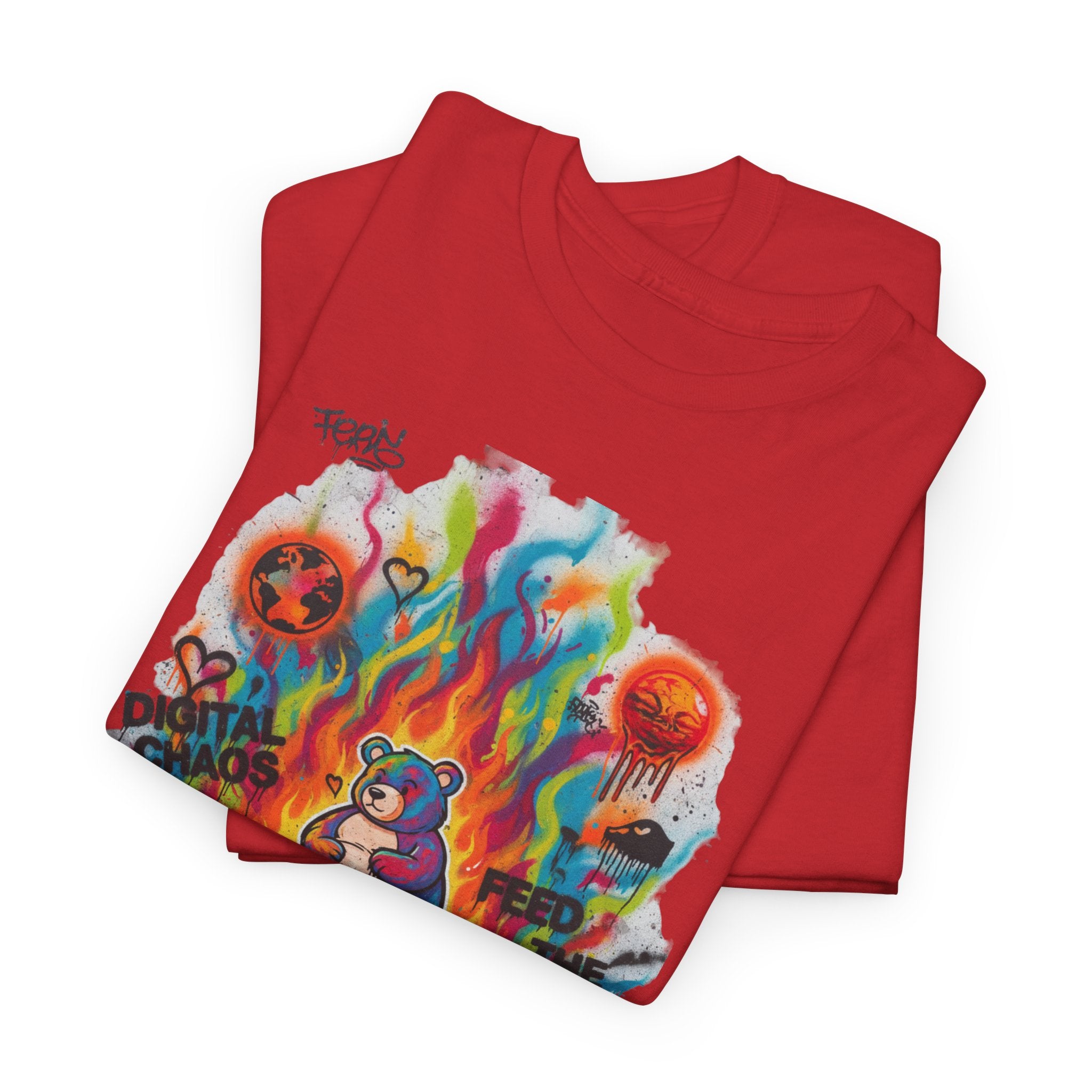 Colourful Cat Bonfire Graphic Tee