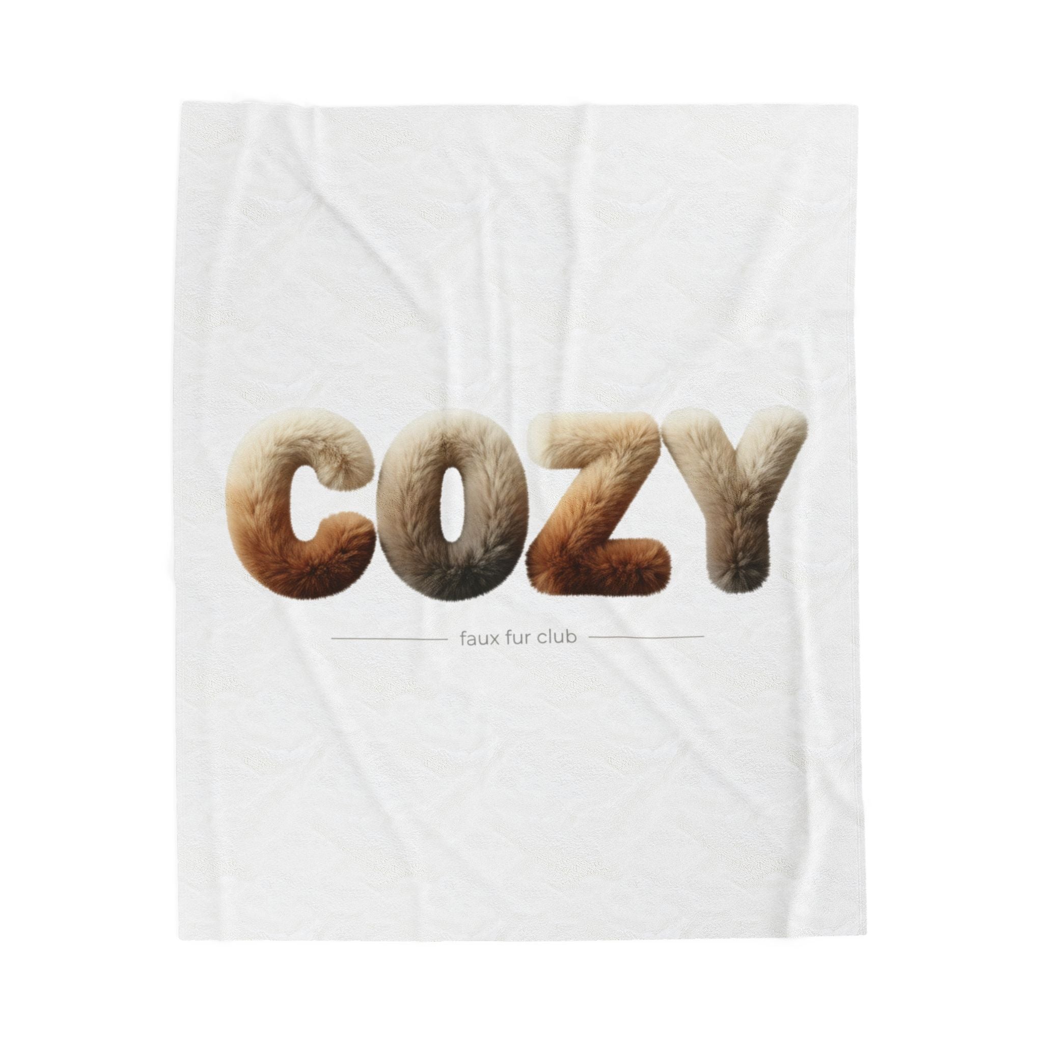 Cozy faux-fur texture blanket | velveteen plush, luxe-minimal neutral pattern