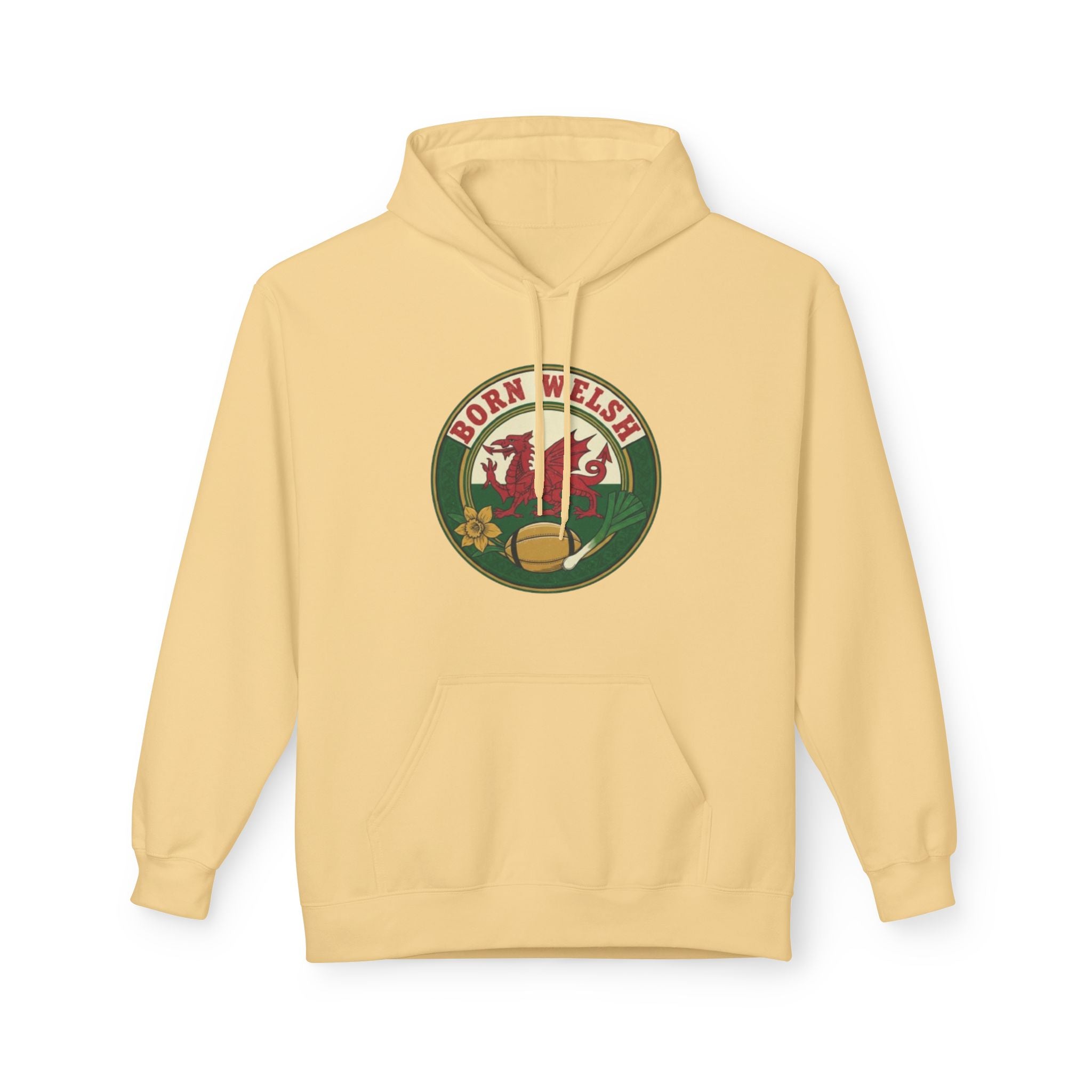 Born Welsh Hoodie — Vintage Welsh Dragon Rugby Crest Pullover