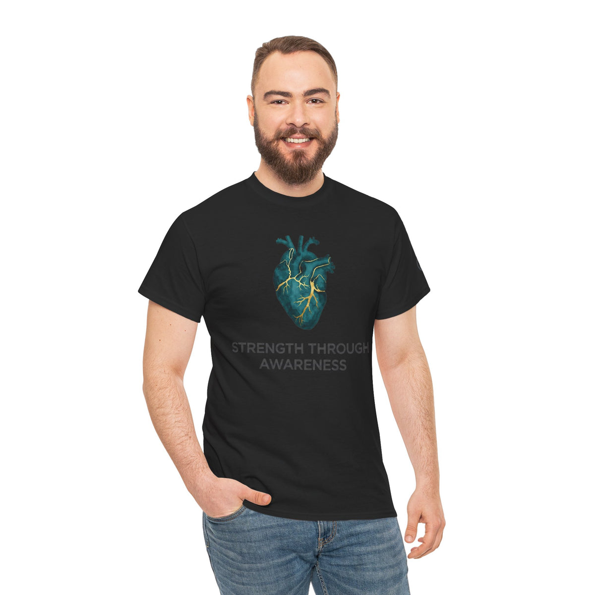 Strength Through Awareness T-Shirt — Anatomical Heart Graphic Tee — product image 2