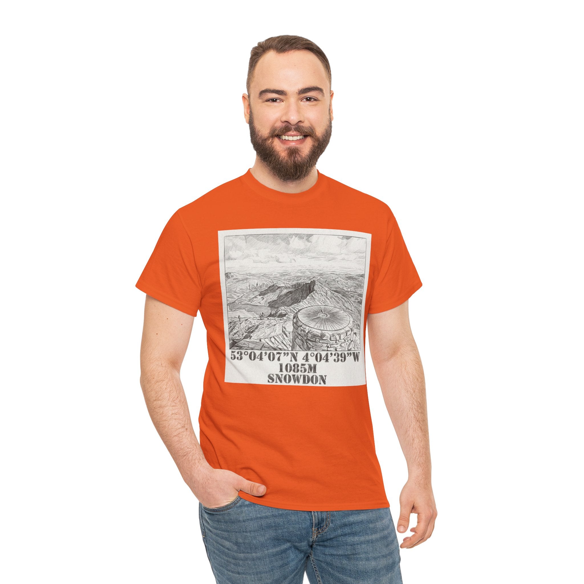 Snowdon Mountain Tee — Vintage Map Illustration with Coordinates