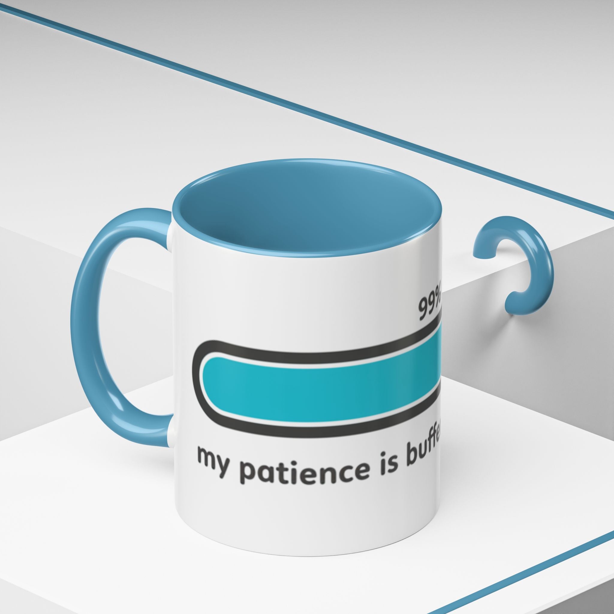 Loading Progress Coffee Mug — "Patience is buffering please wait" Accent Mug