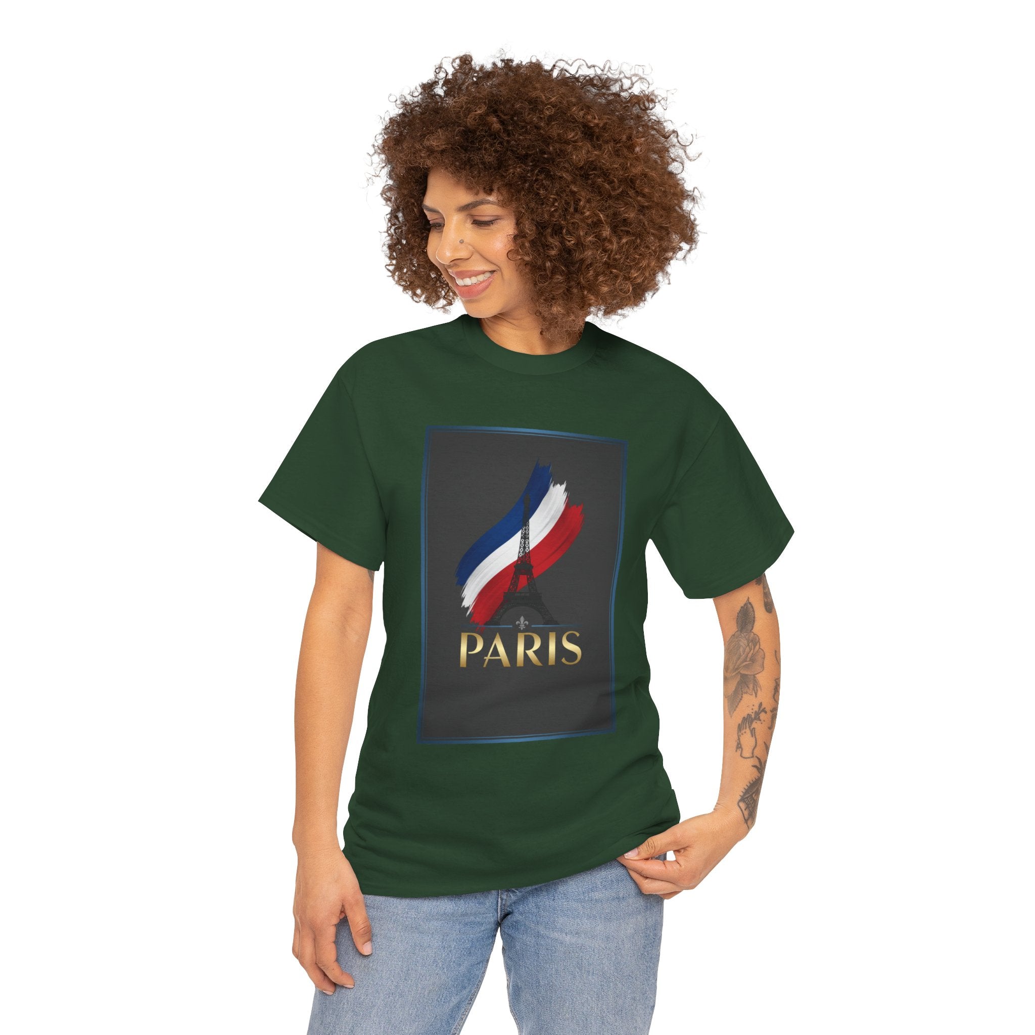 Paris Tricolor Graphic Tee — French Flag Brushstroke T-Shirt