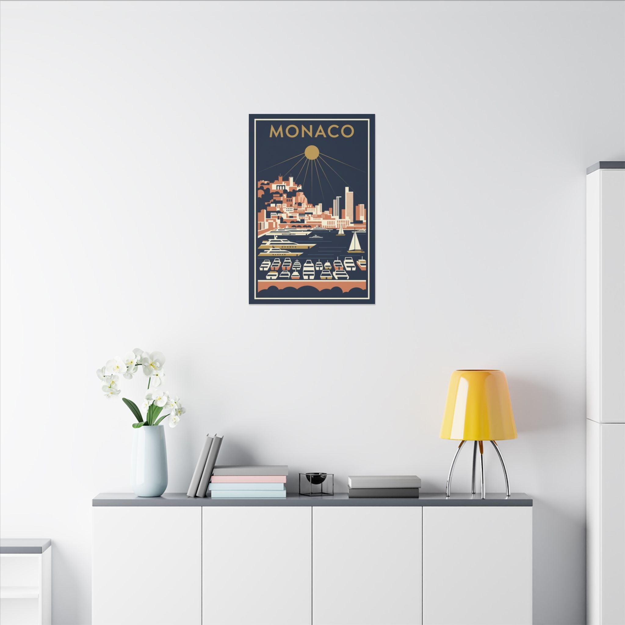 Monaco Harbour Vintage Travel Poster Canvas