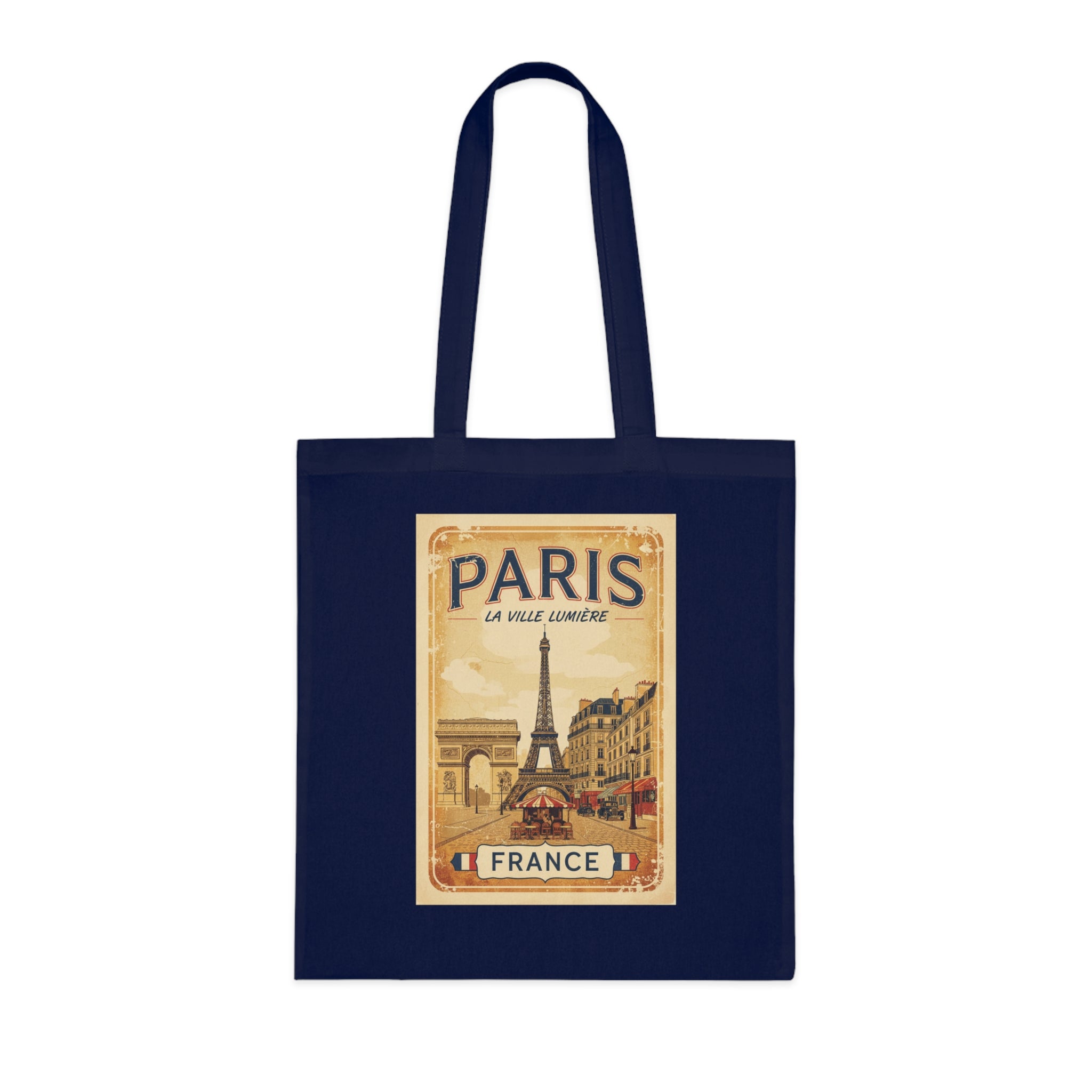Paris Vintage Poster Cotton Tote Bag – Eiffel Tower France Travel Market Tote