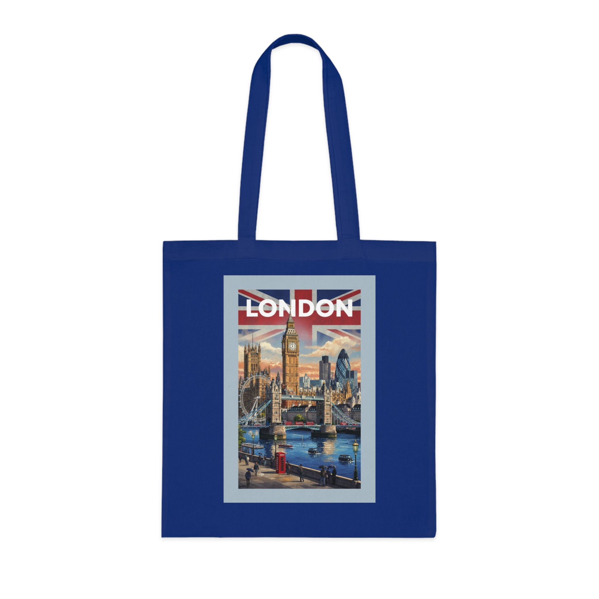 London Vintage Travel Tote Bag — Big Ben & Union Jack Cotton Shopper