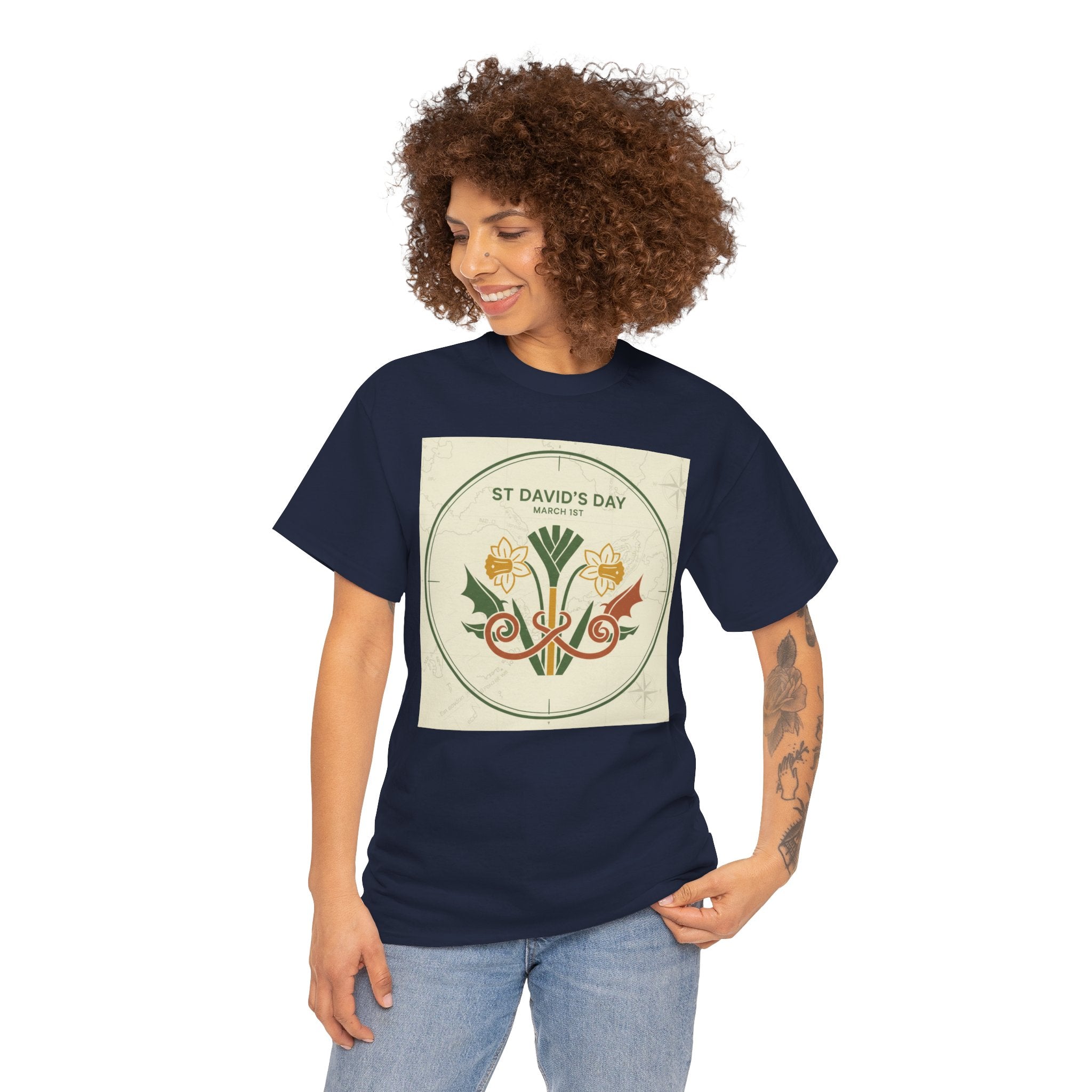 St. David's Day Floral Tee — Welsh Daffodil & Leek Celebration Shirt
