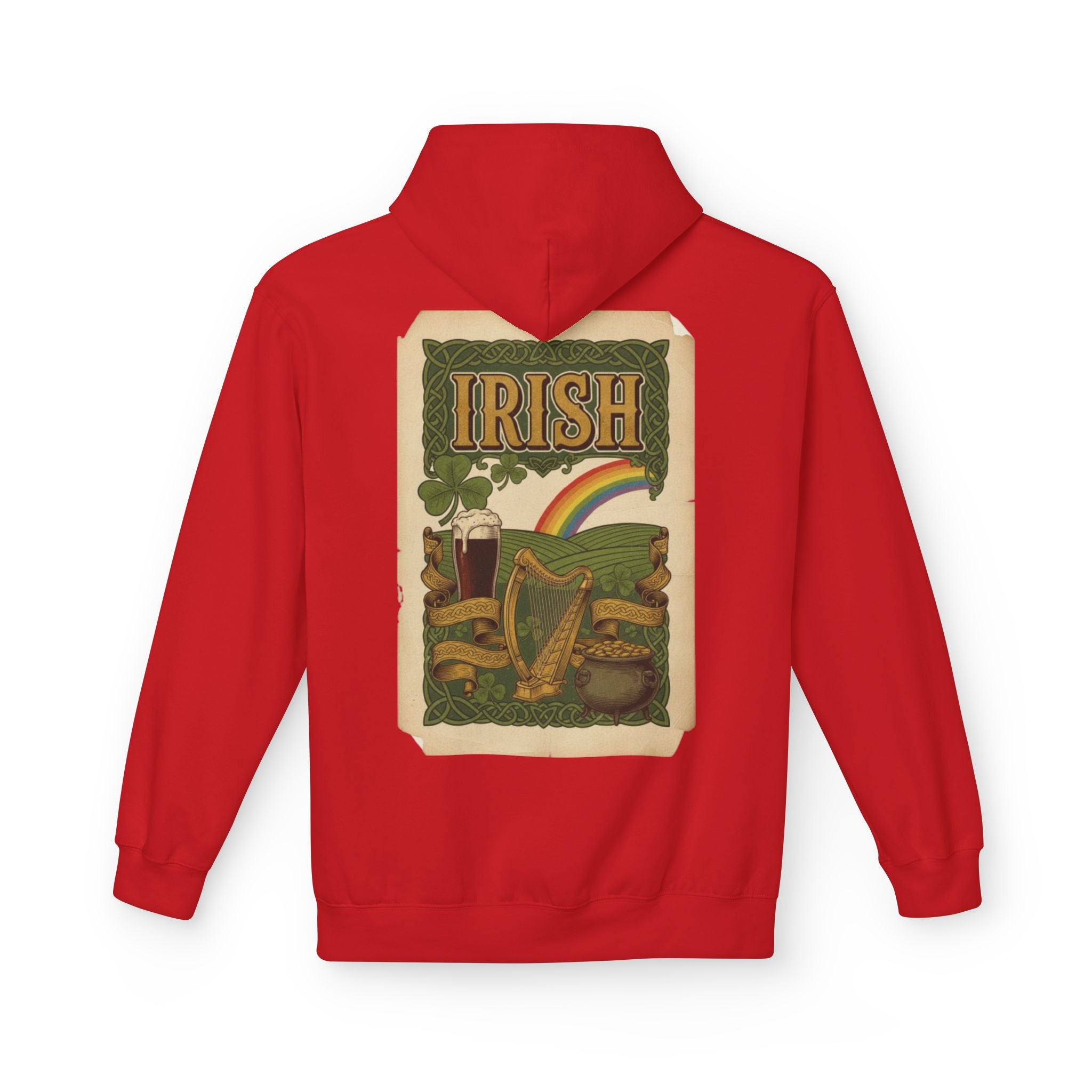 Irish Vintage Poster Hoodie – Retro Rainbow & Harp St. Patrick’s Sweatshirt