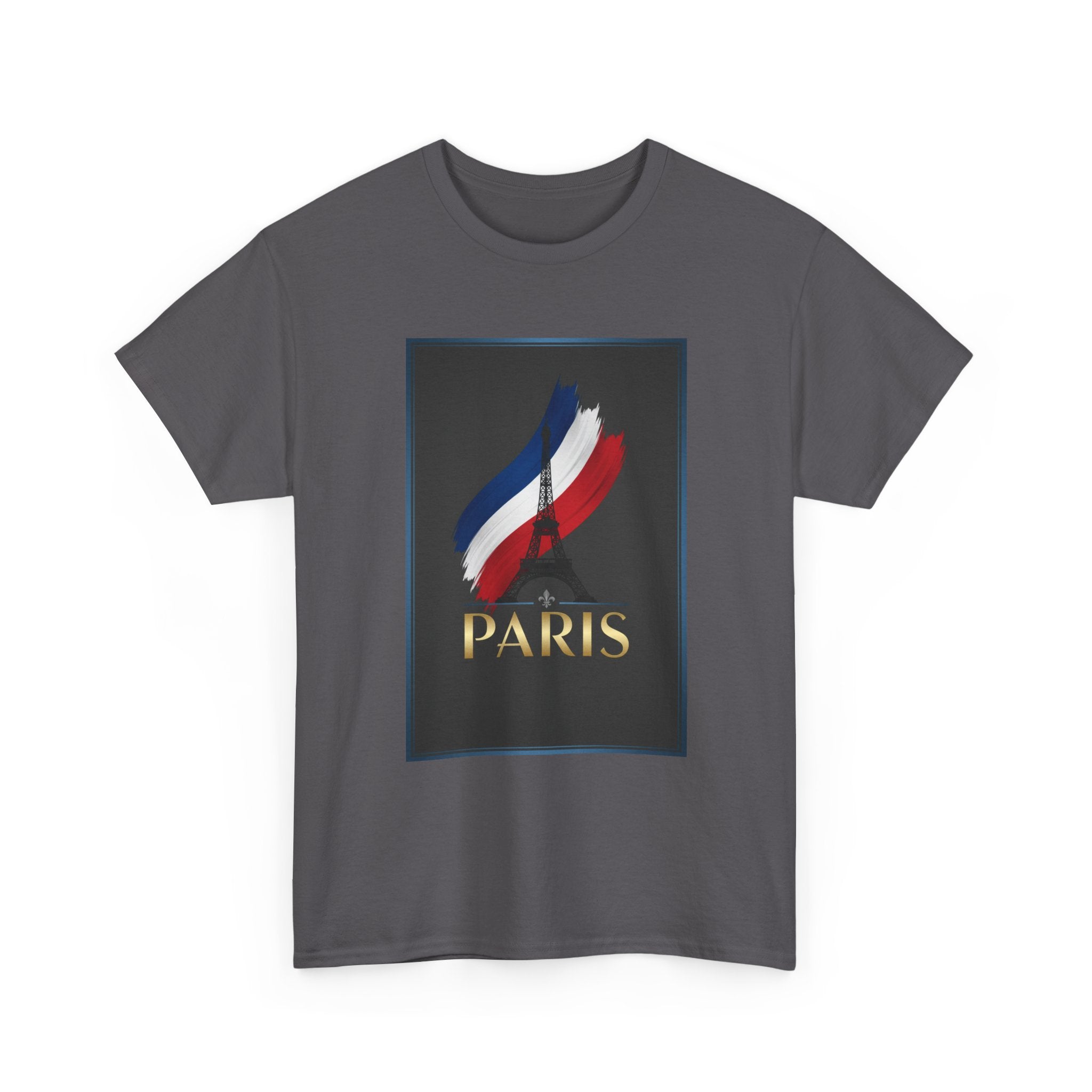 Paris Tricolor Graphic Tee — French Flag Brushstroke T-Shirt
