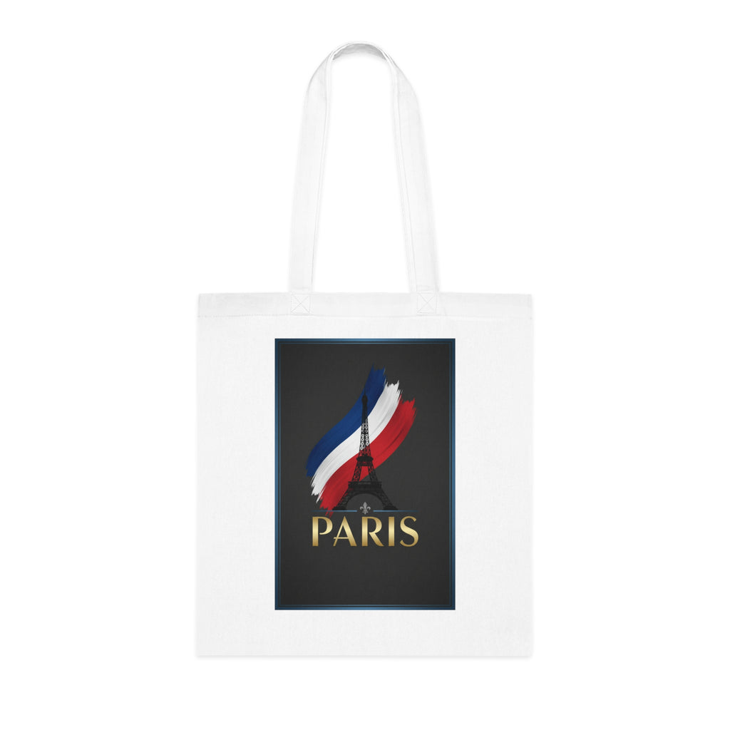 Paris Tricolor Cotton Tote Bag — Eiffel Tower Travel Souvenir
