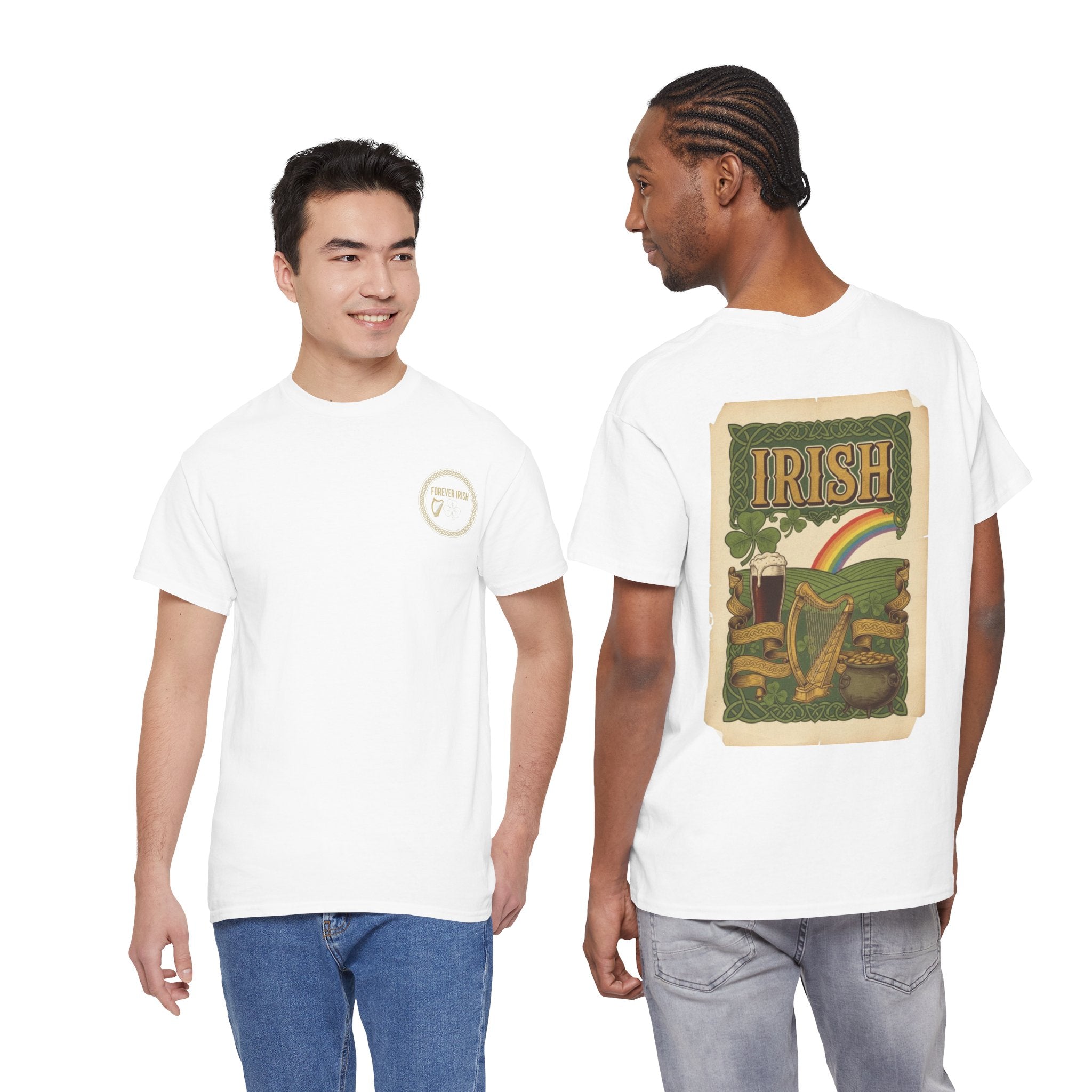 Irish Vintage Poster Tee — St. Patrick's Day Shamrock & Rainbow Graphic Shirt