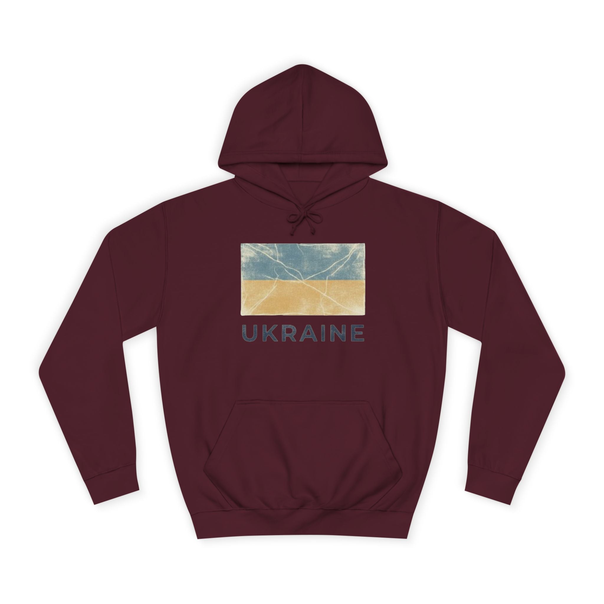 Ukraine Flag Hoodie – Distressed Blue & Yellow Support Pullover
