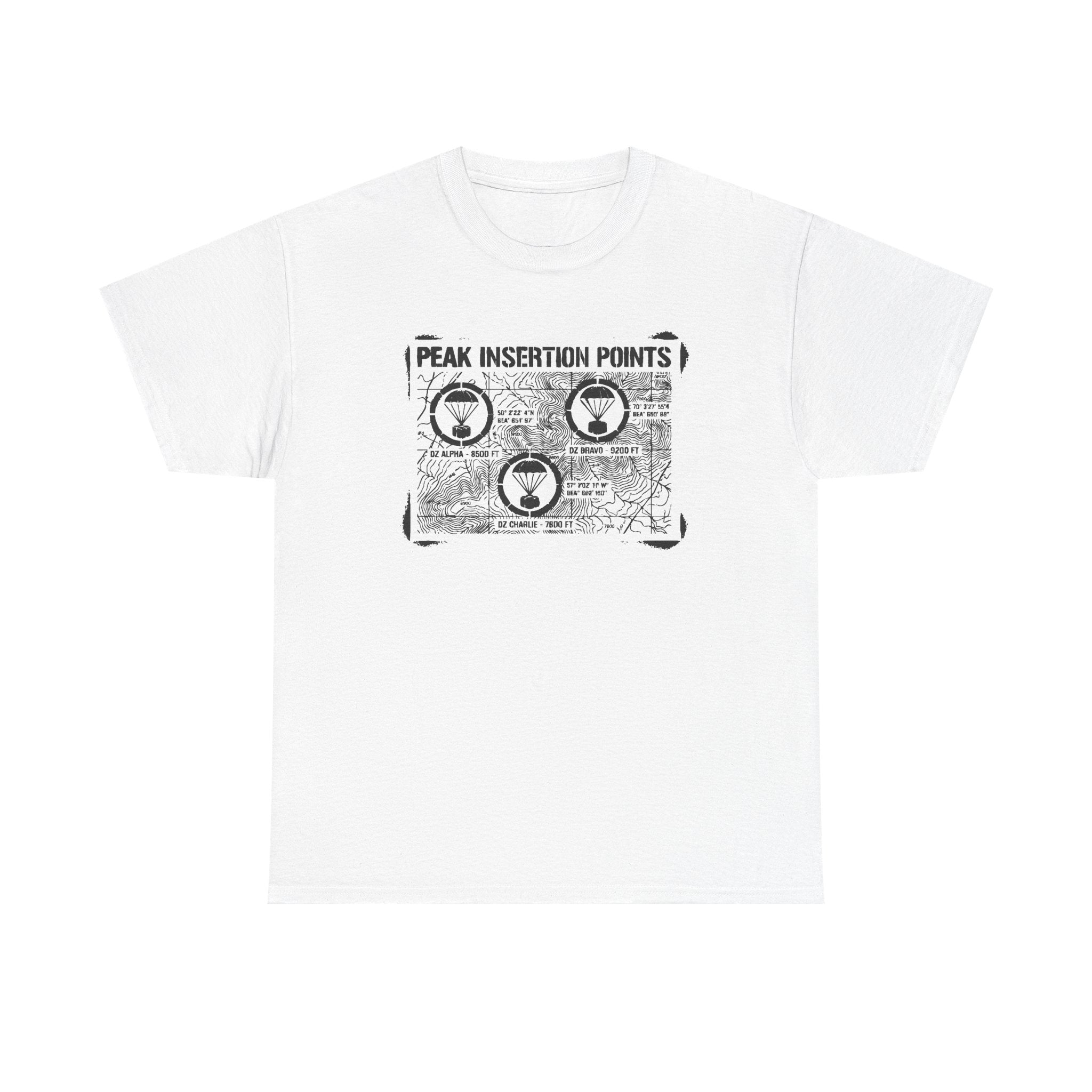 Retro Mountain Schematic Graphic T-Shirt — Technical Diagram Hiking Tee