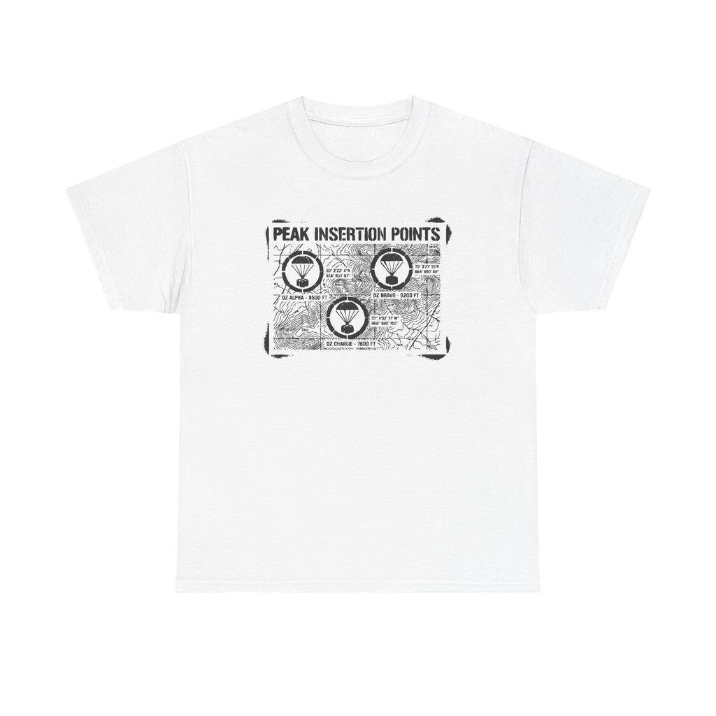 Retro Mountain Schematic Graphic T-Shirt — Technical Diagram Hiking Tee