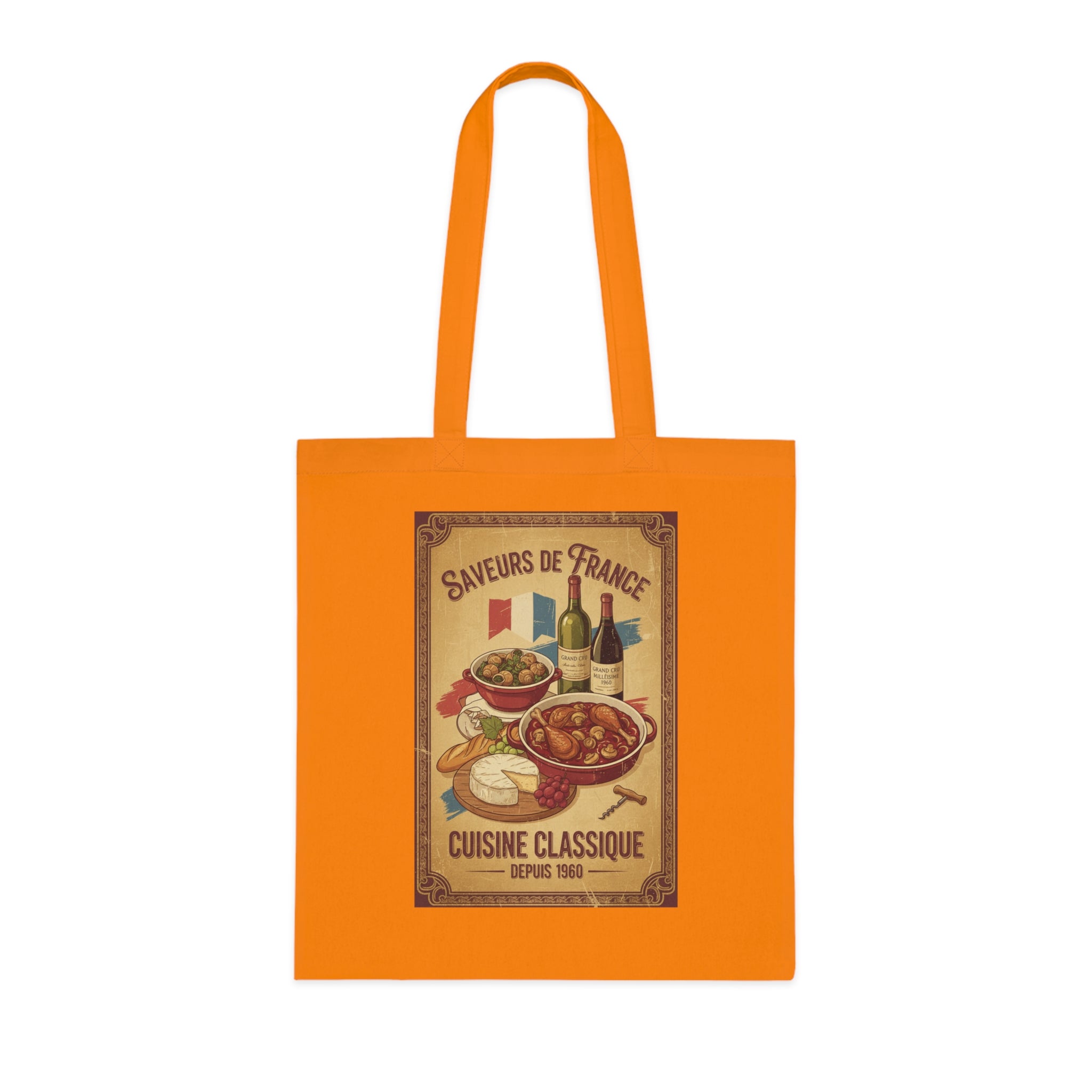 French Cuisine Tote Bag — 'Saveurs de France: Cuisine Classique' Vintage Market Grocery Tote
