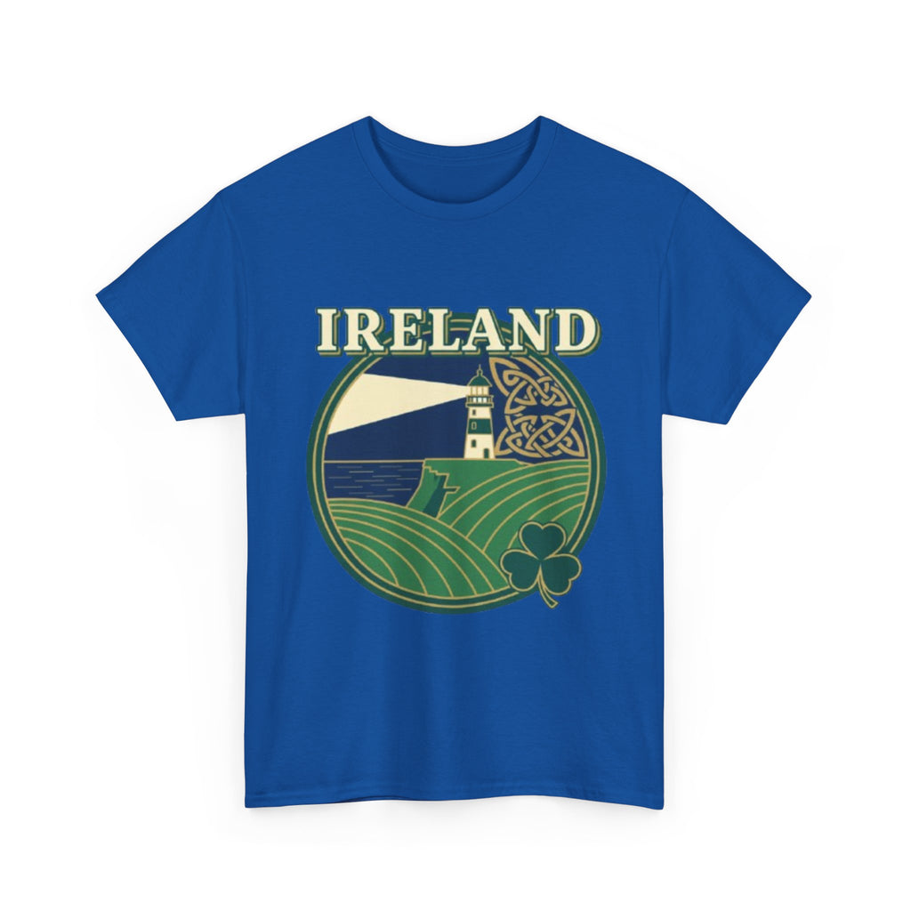 Ireland Scenic Tee — Celtic Lighthouse & Shamrock Graphic T-Shirt