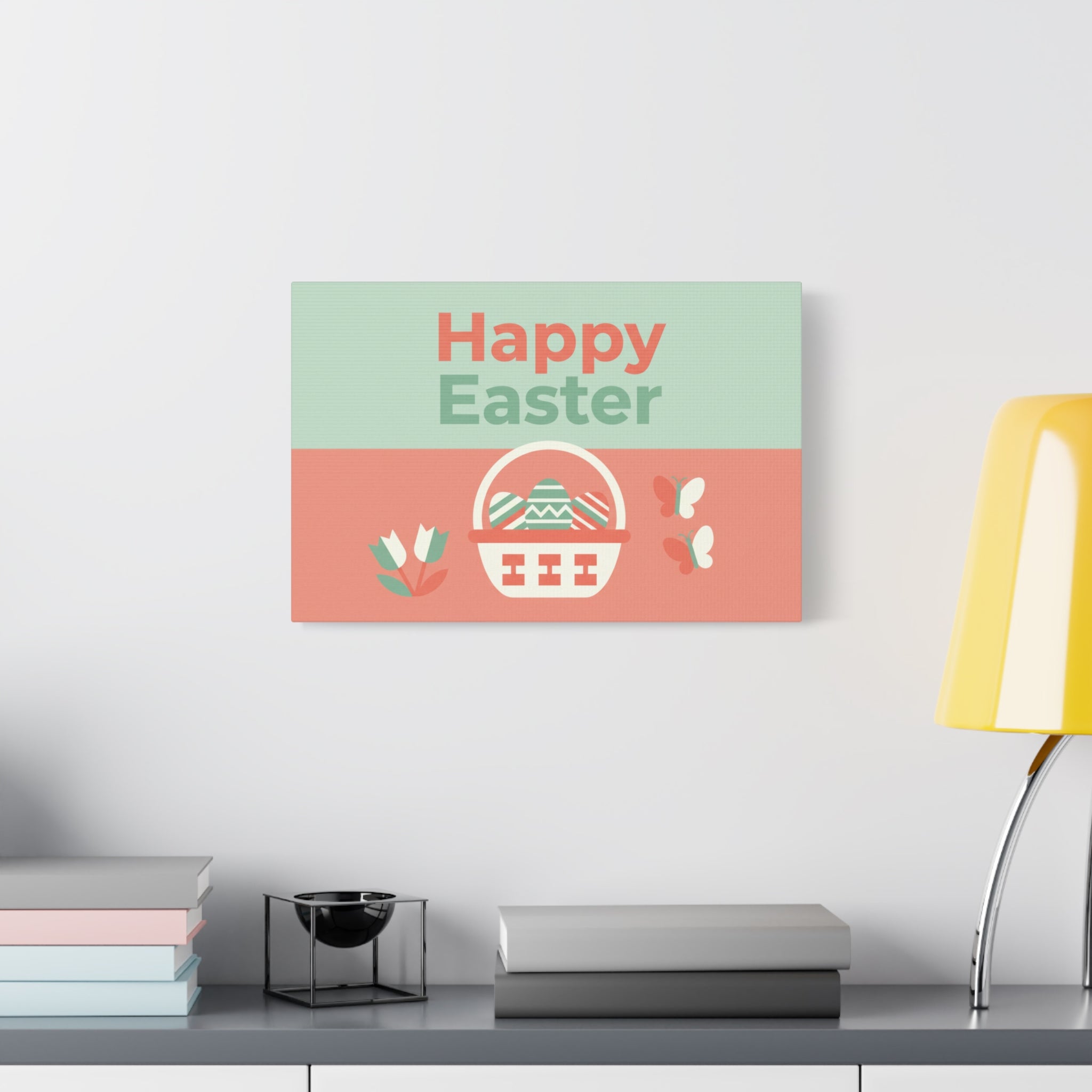 Happy Easter Easter Basket Matte Canvas Wall Art