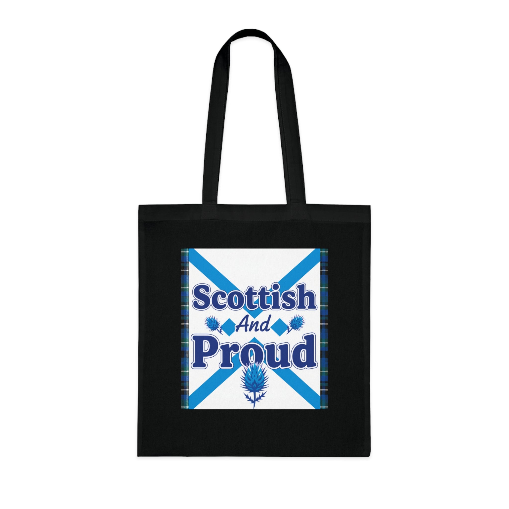 Scottish and Proud Tote Bag — Scottish Flag Cotton Tote with Thistle Design