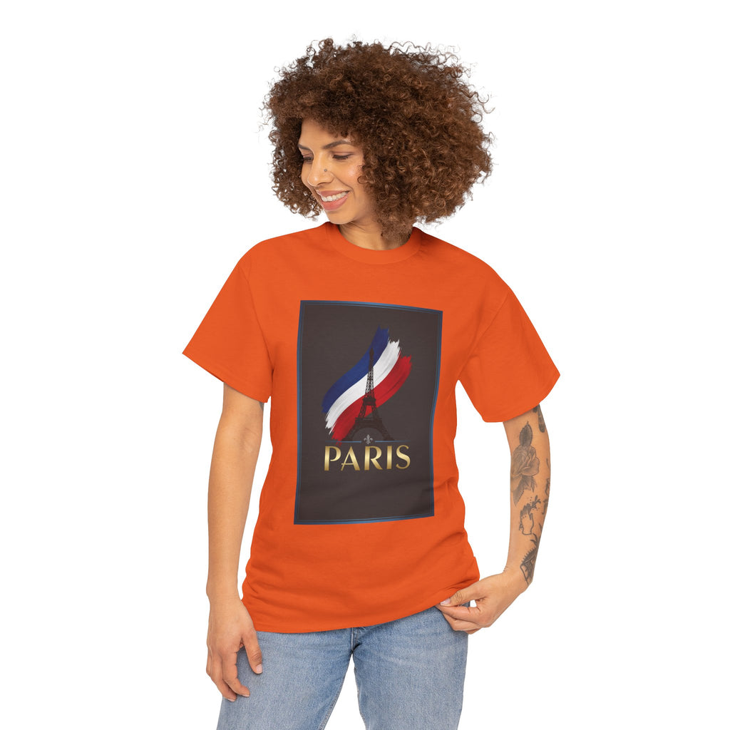 Paris Tricolor Graphic Tee — French Flag Brushstroke T-Shirt