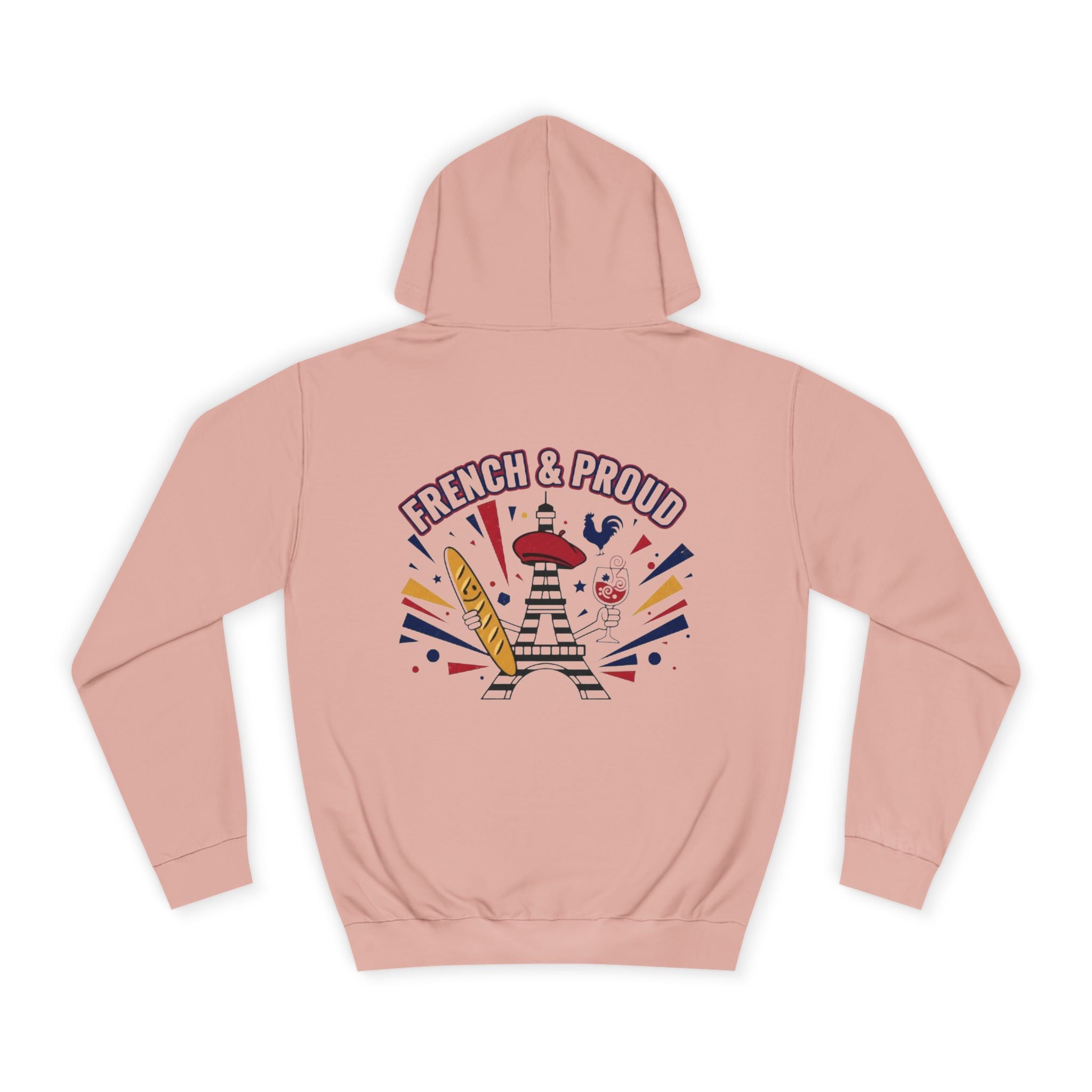 French & Proud College Hoodie — Baguette, Eiffel Tower Graphic Hoodie