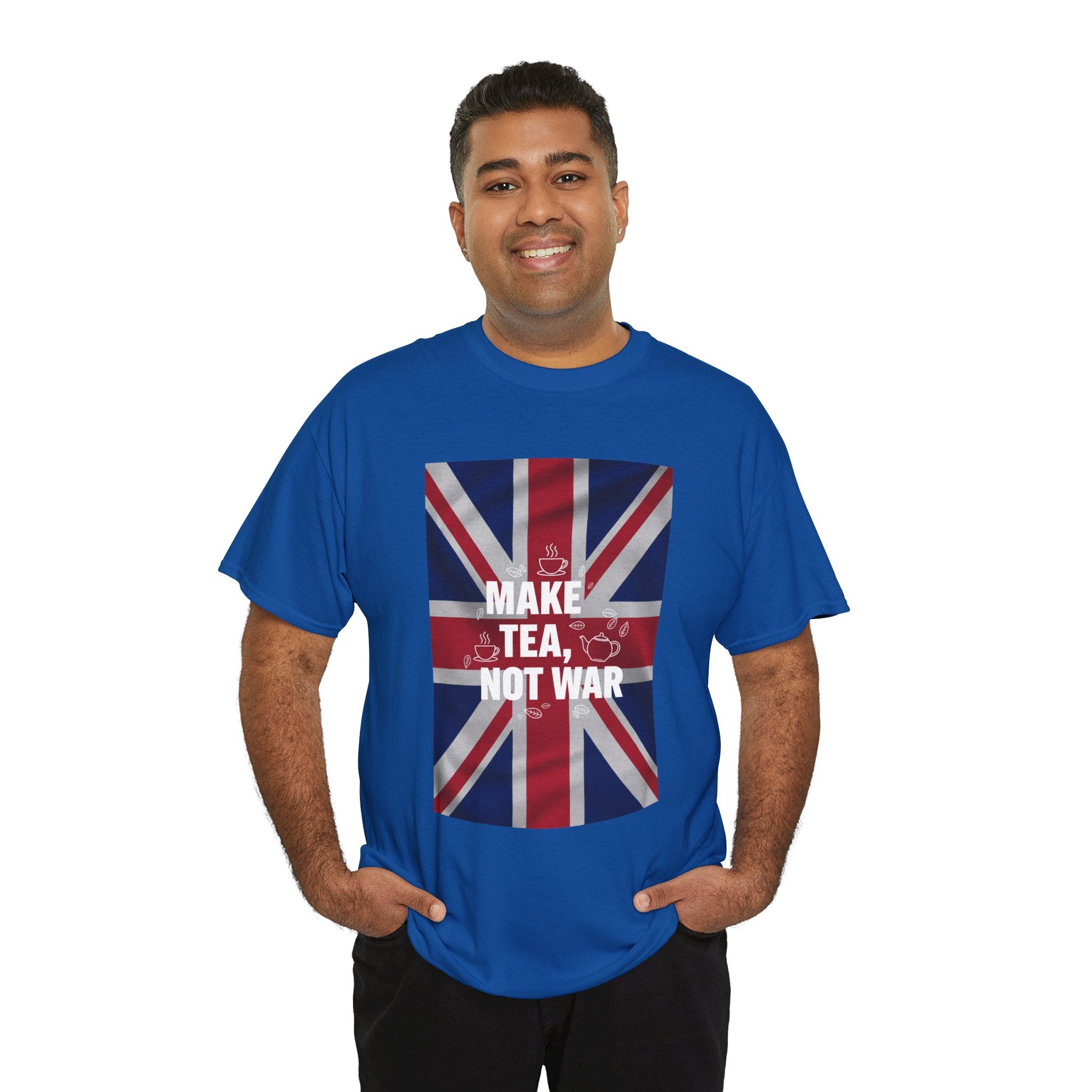 Make Tea, Not War T-Shirt — British Flag Peace Tea Tee