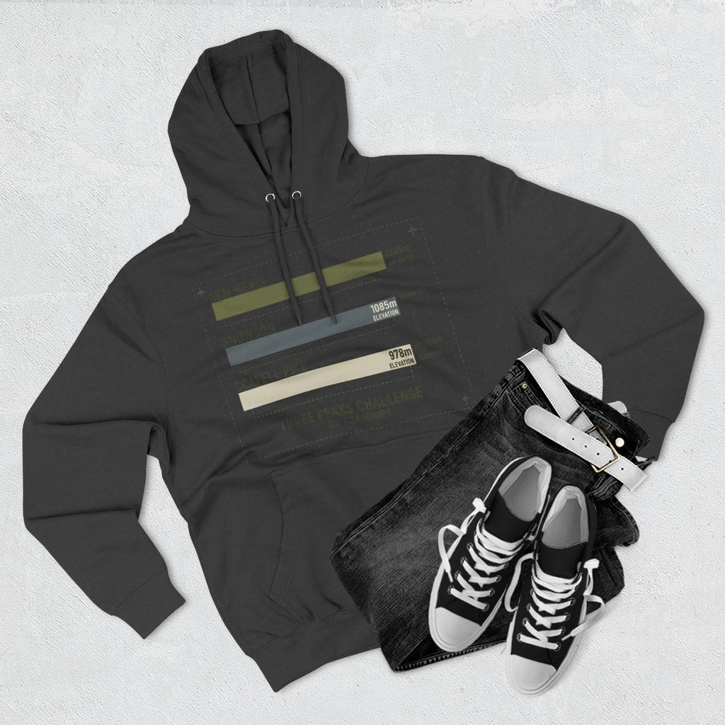 Three Peaks Challenge Hoodie — Retro Ben Nevis, Scafell Pike & Snowdon Pullover