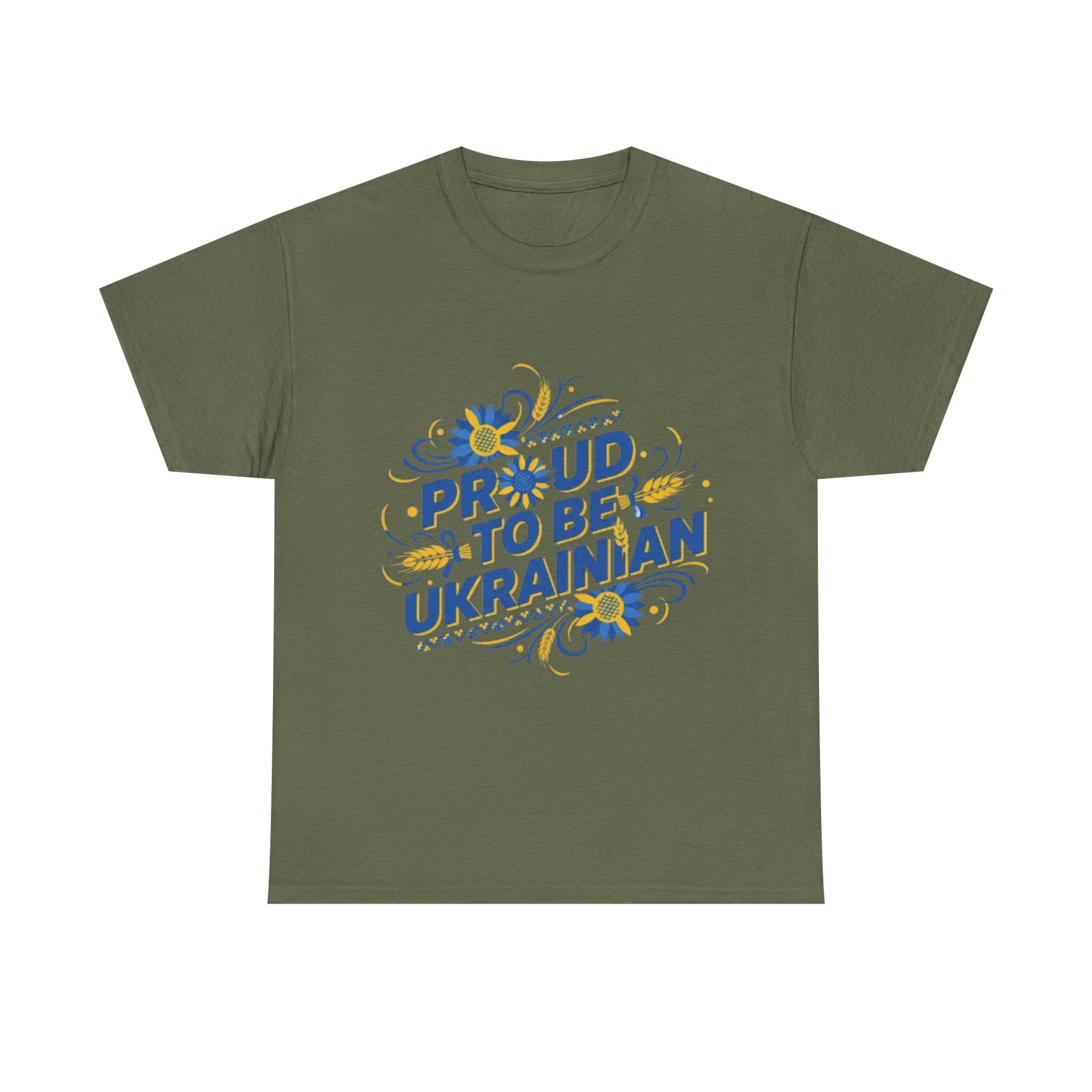 Proud to Be Ukrainian T-Shirt — Blue & Yellow Floral Pride Tee