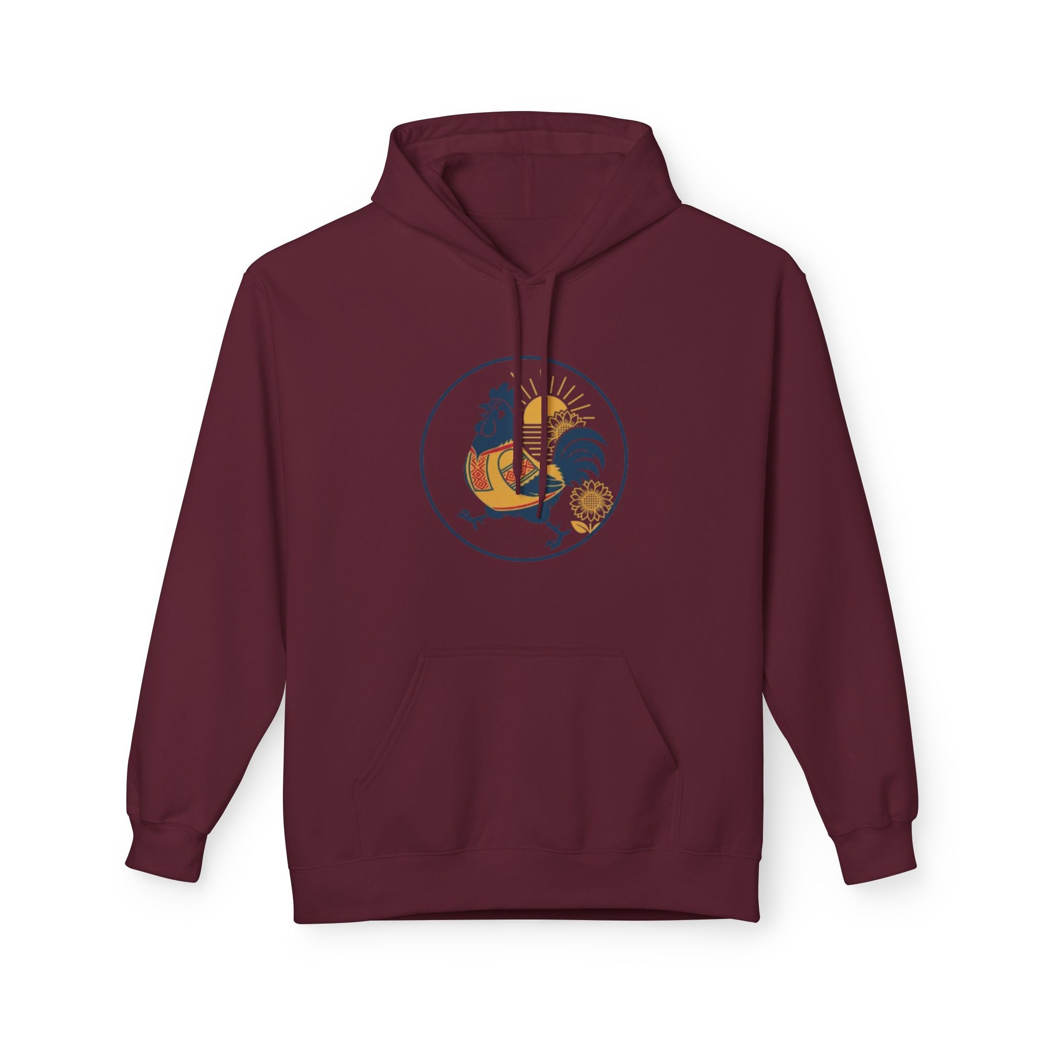 Rooster Circle Graphic Hoodie — Vintage Farmhouse Rooster Pullover