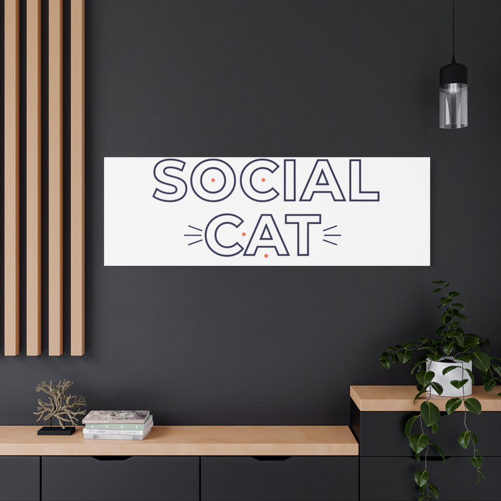 Anti Social Cat Club Canvas | Outline-Only Typography, Hollow Letter Art