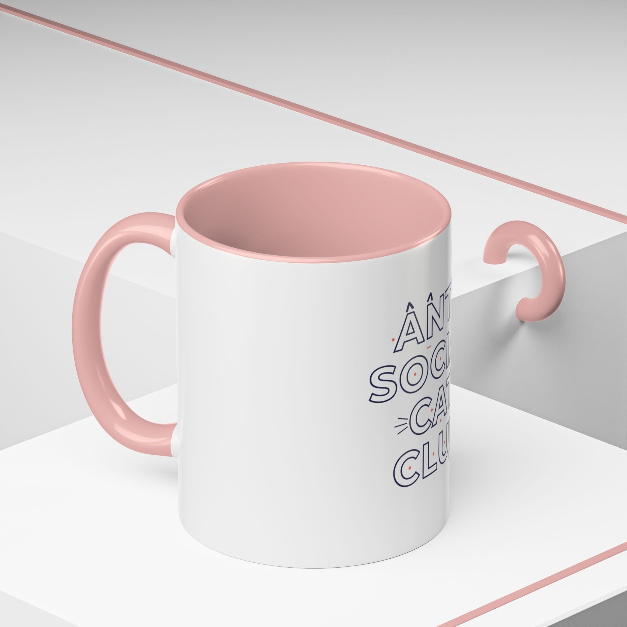 Anti Social Cat Club Accent Coffee Mug – Funny Cat Lover 11/15oz Ceramic Mug