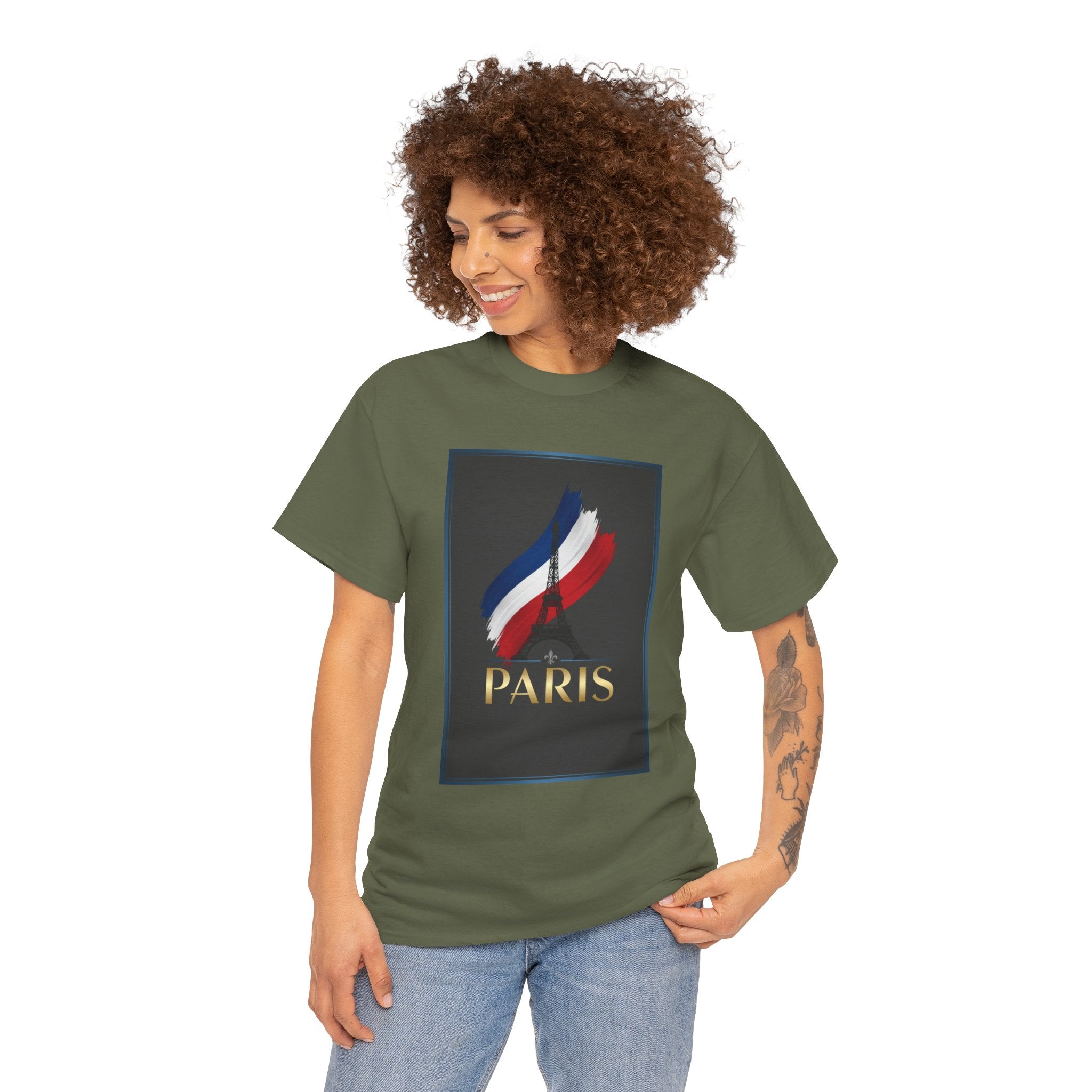 Paris Tricolor Graphic Tee — French Flag Brushstroke T-Shirt