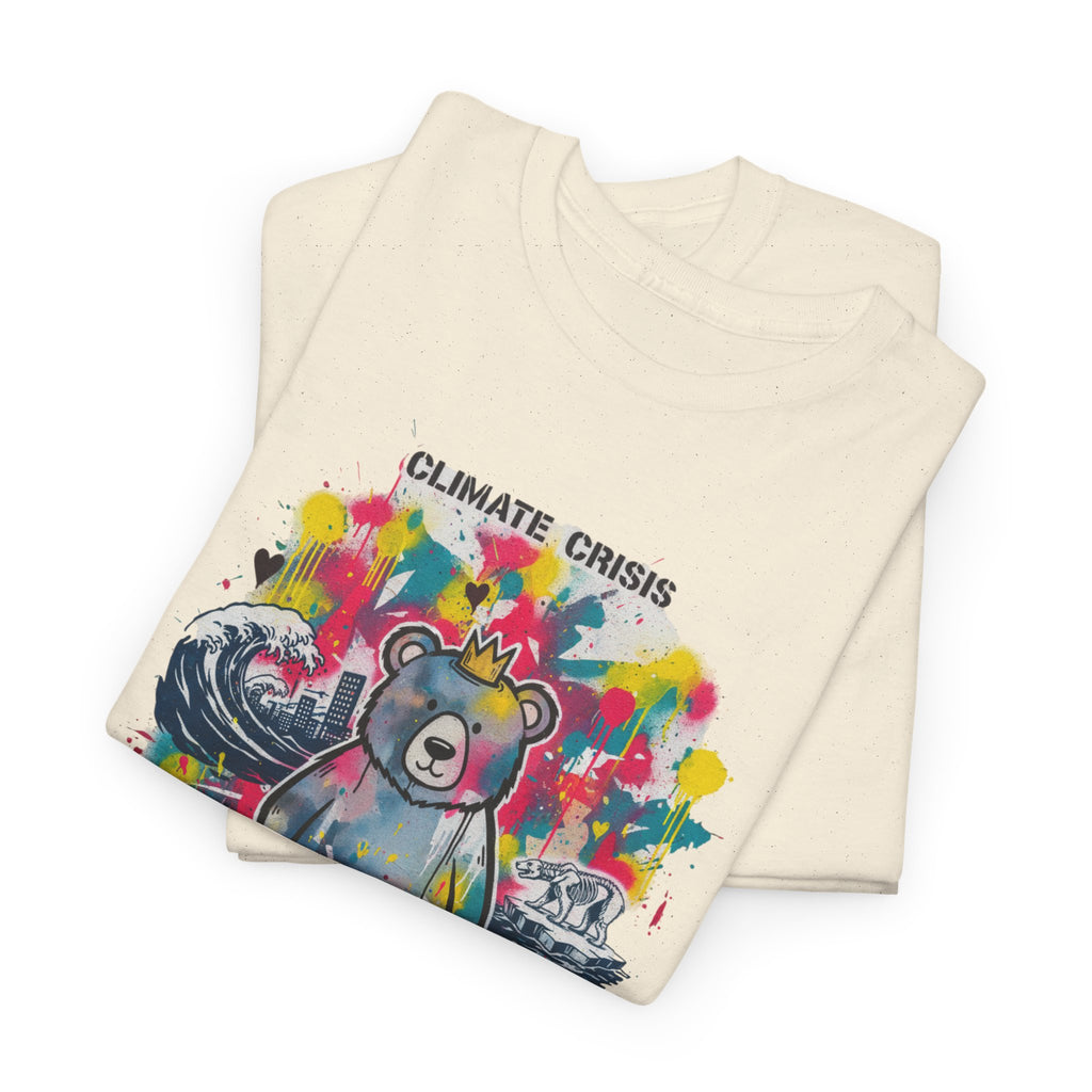 Graffiti Bear Tee — Colourful 'Climate Crisis' & 'Inequality' Graphic T-Shirt
