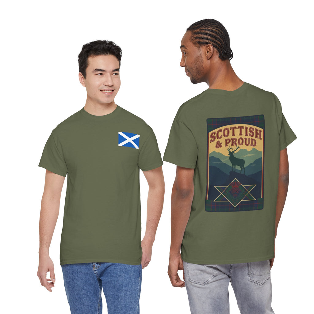 Scottish & Proud T‑Shirt — Retro Stag Scotland Flag Tee