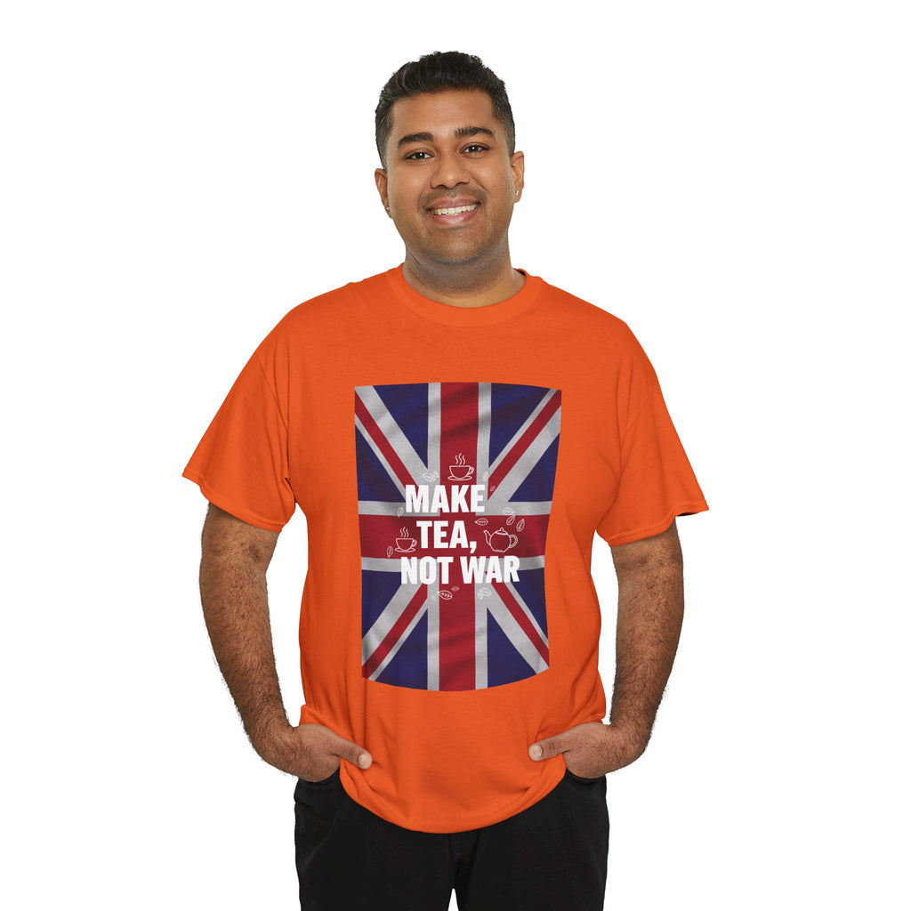 Make Tea, Not War T-Shirt — British Flag Peace Tea Tee