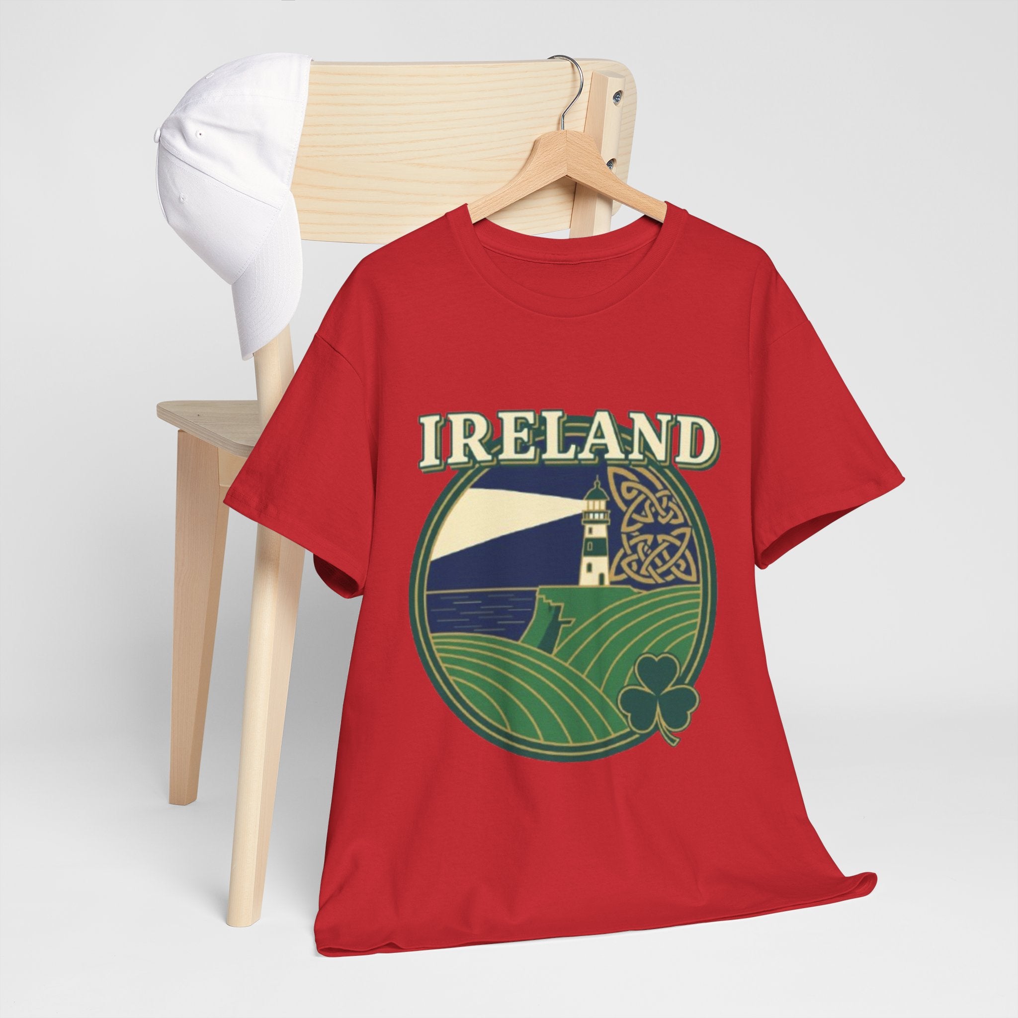 Ireland Scenic Tee — Celtic Lighthouse & Shamrock Graphic T-Shirt