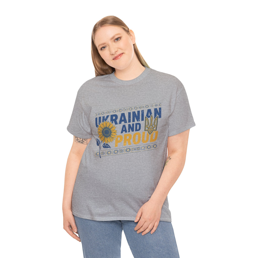 Ukrainian and Proud T-Shirt — Sunflower & Tryzub Patriotic Tee