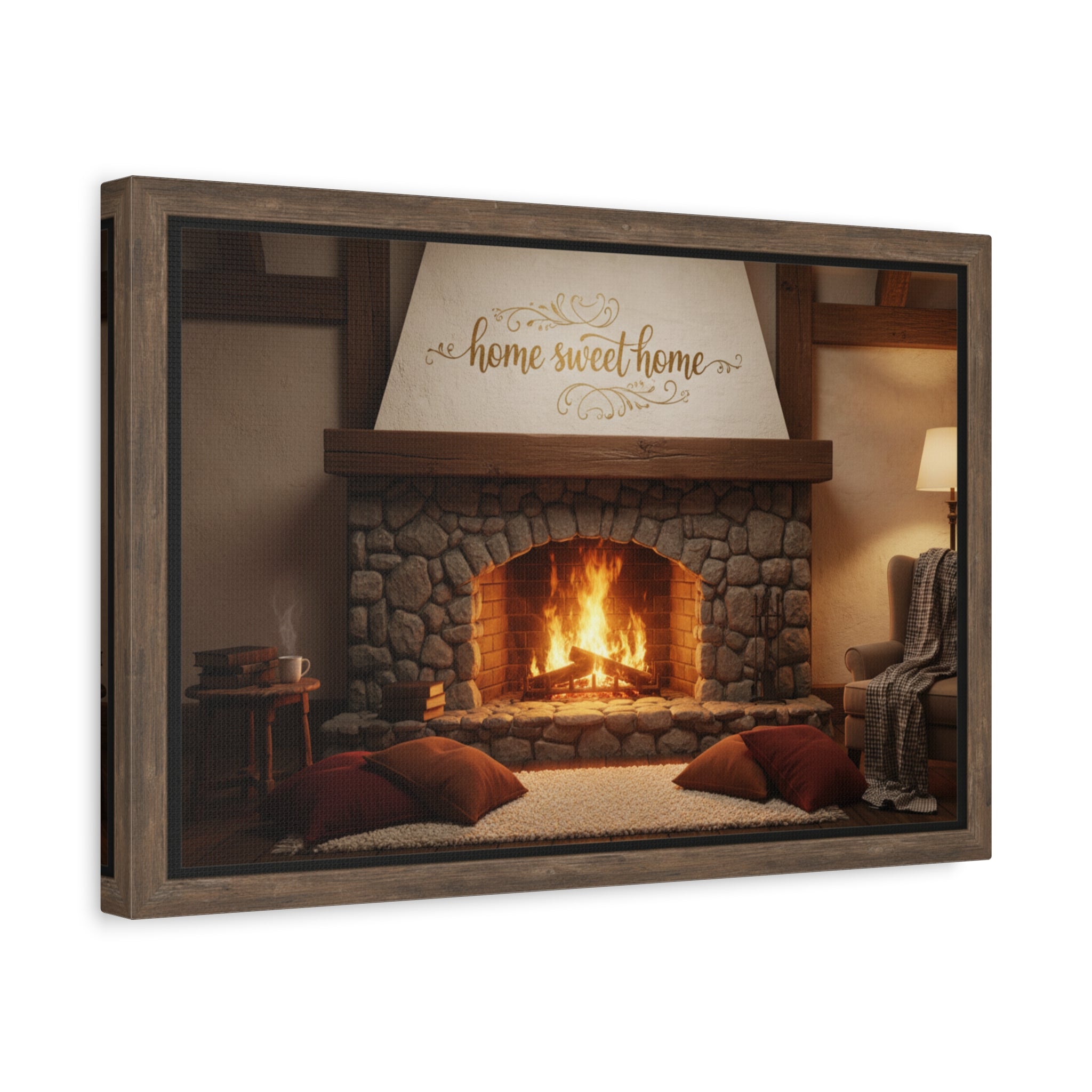 Home Sweet Home Fireplace Matte Canvas Wall Art