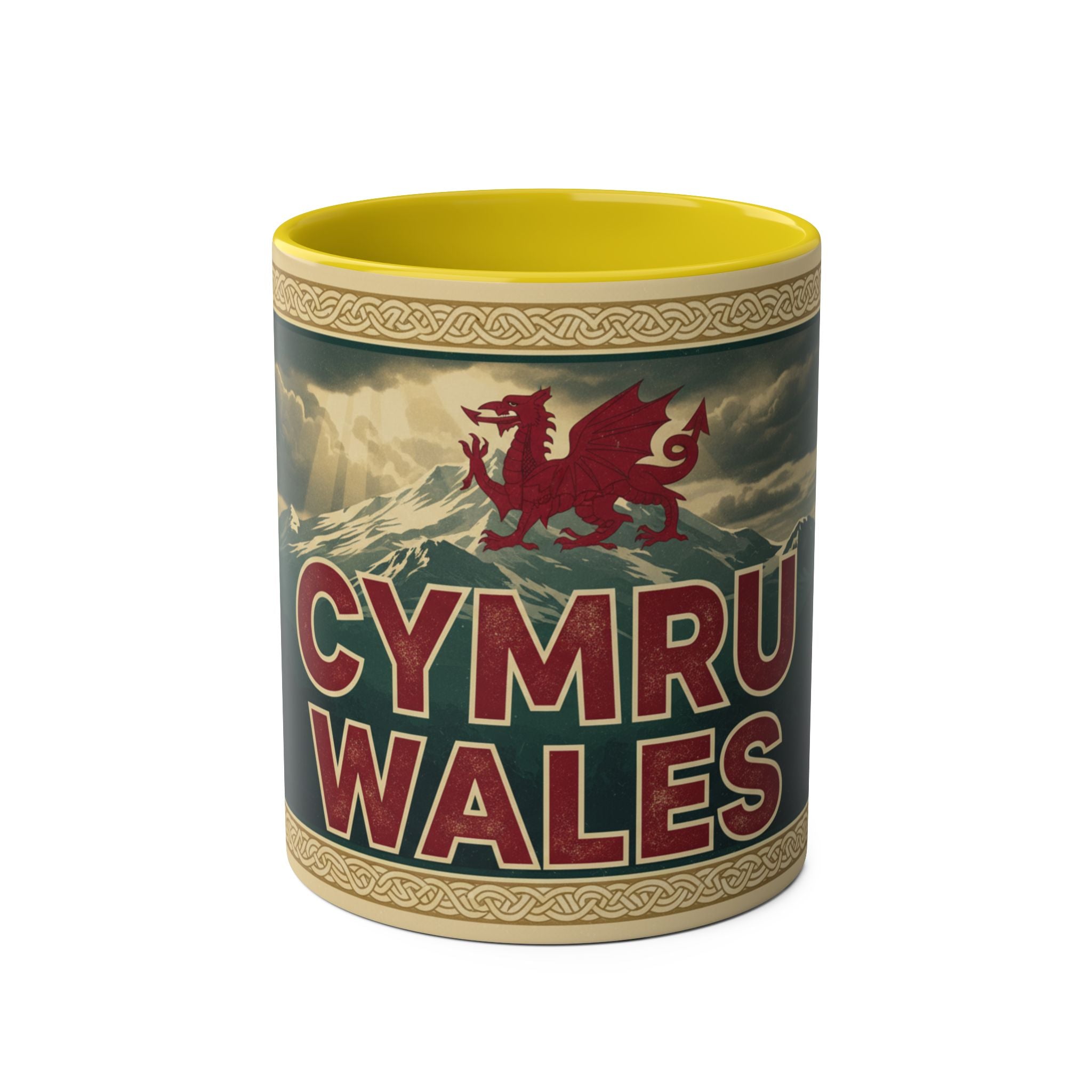 Cymru Wales Coffee Mug — Red Two-Tone 11oz Welsh Dragon Mug
