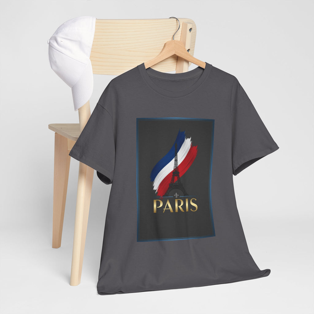 Paris Tricolor Graphic Tee — French Flag Brushstroke T-Shirt