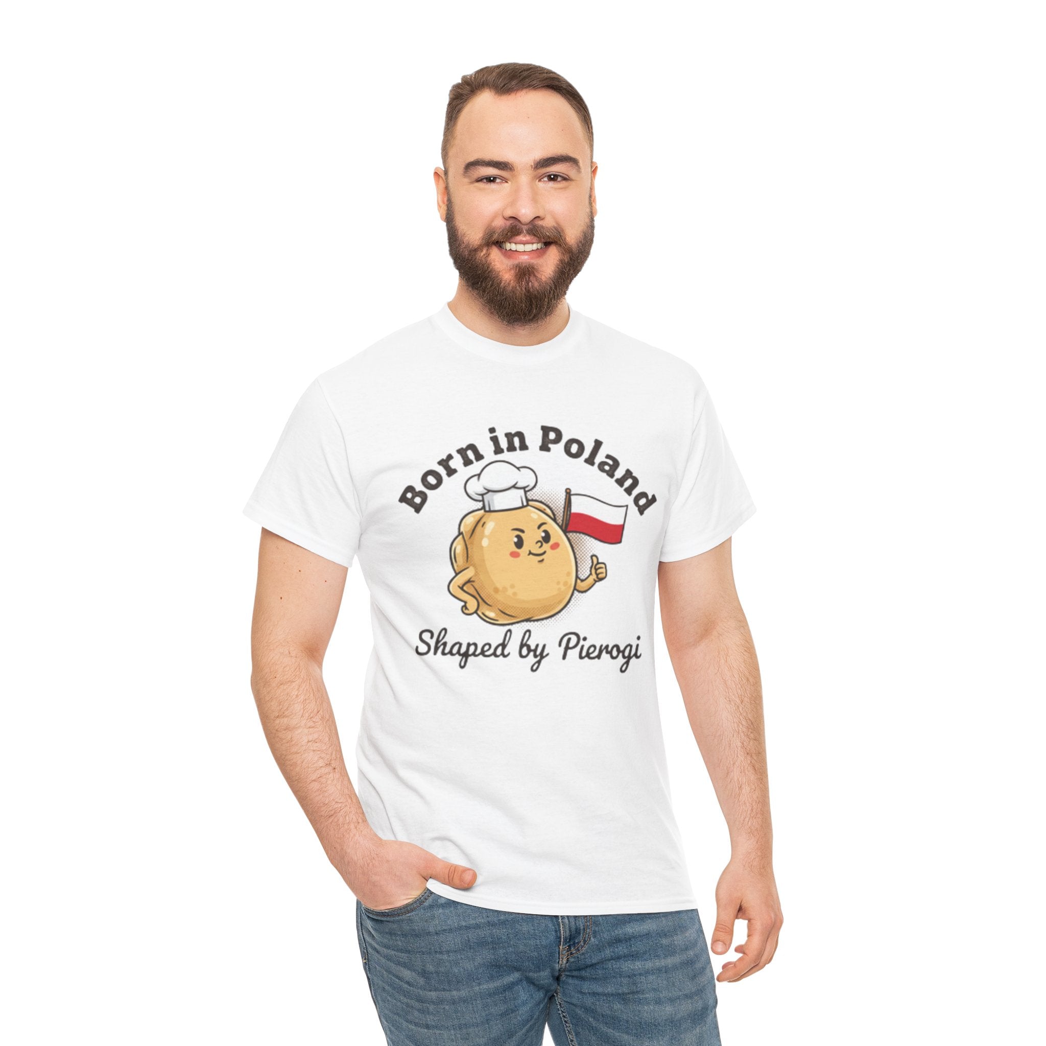 Born in Poland T-Shirt — "Shaped by Pierogi" Polish Pride Tee