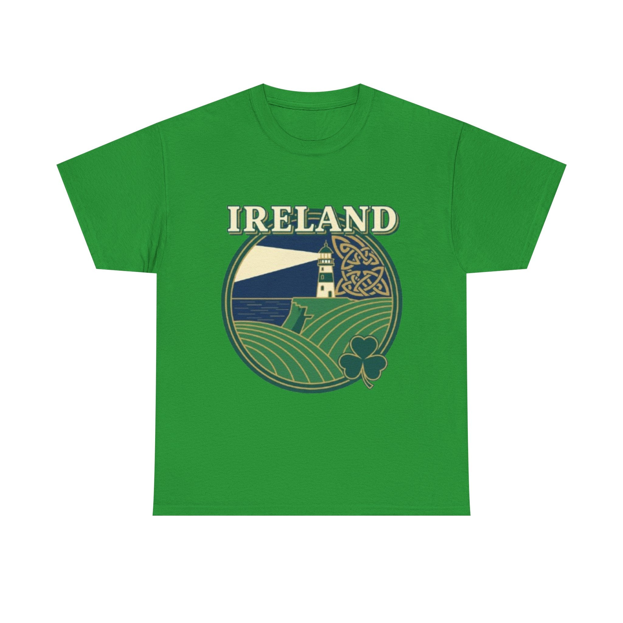 Ireland Scenic Tee — Celtic Lighthouse & Shamrock Graphic T-Shirt