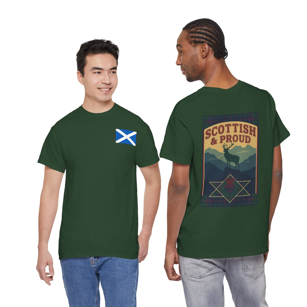 Scottish & Proud T‑Shirt — Retro Stag Scotland Flag Tee