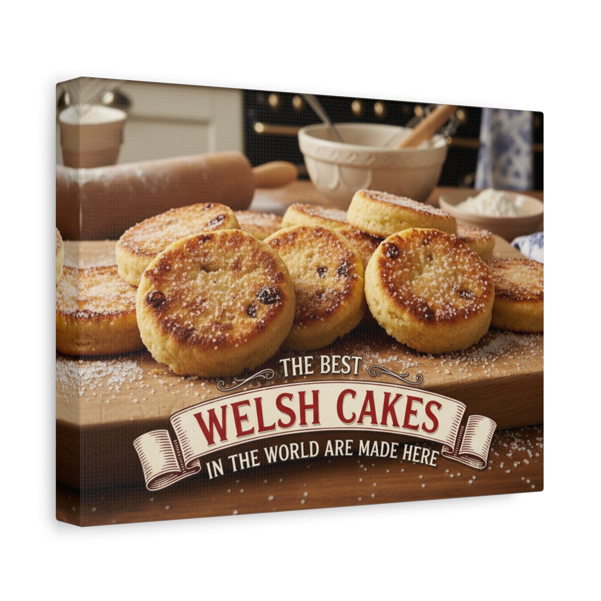 Welsh Cakes Canvas Wall Art — "The Best Welsh Cakes in the World Are Made Here" Kitchen Decor