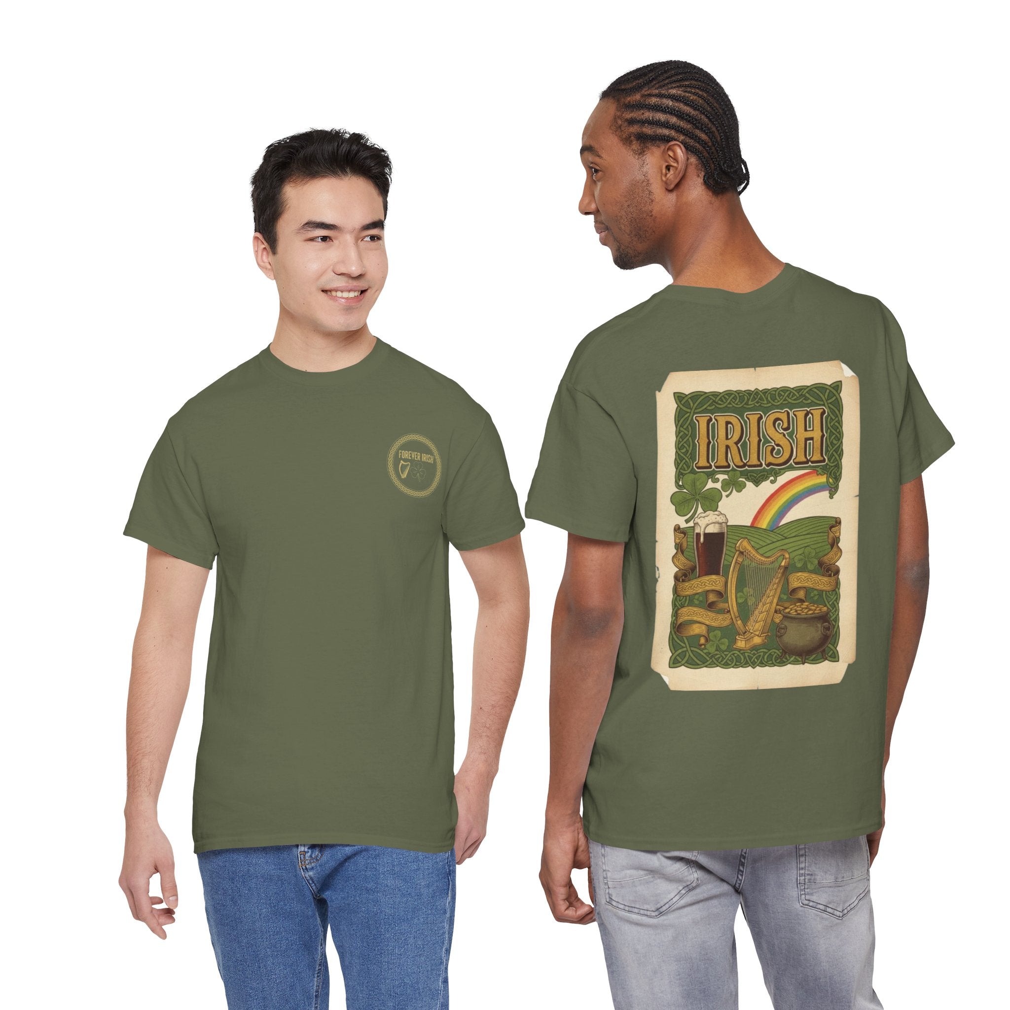 Irish Vintage Poster Tee — St. Patrick's Day Shamrock & Rainbow Graphic Shirt
