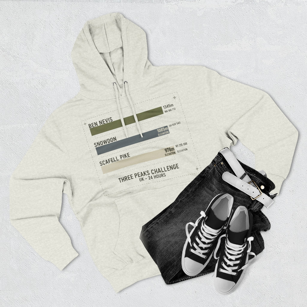 Three Peaks Challenge Hoodie — Retro Ben Nevis, Scafell Pike & Snowdon Pullover