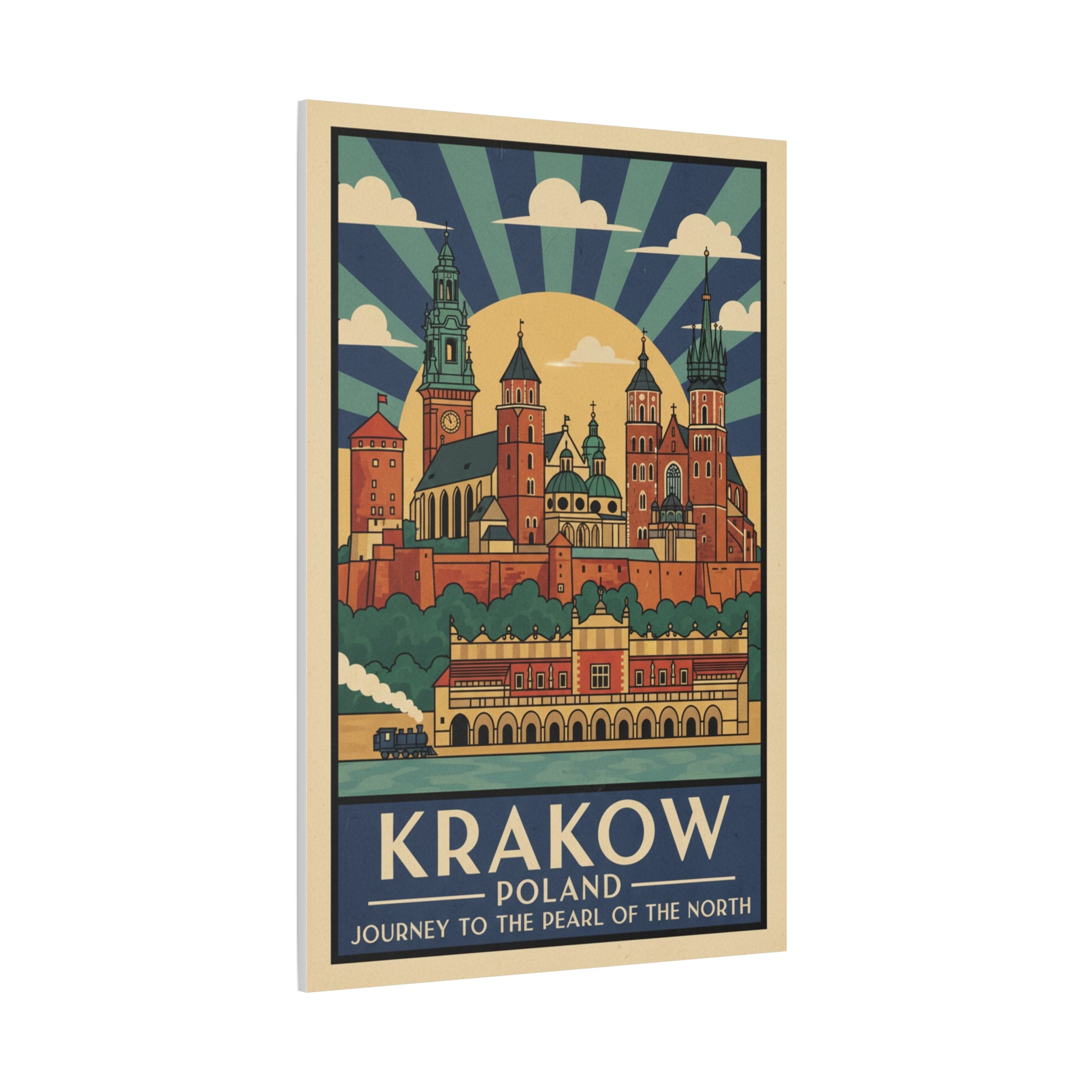 Krakow Poland Vintage Travel Poster Canvas — Matte Stretched Wall Art