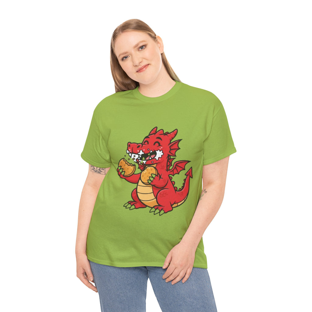 Red Dragon Eating Tacos T-Shirt — Cute Cartoon Taco Lover Tee