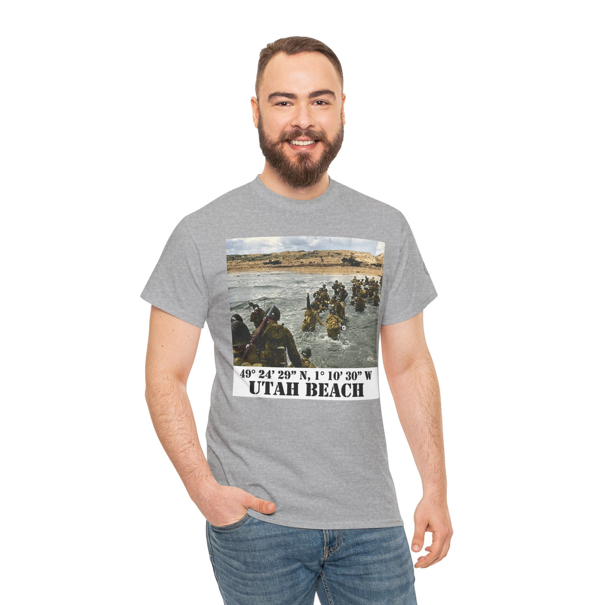 Utah Beach D-Day T-Shirt — Normandy 1944 Coordinates Tee — product image 3