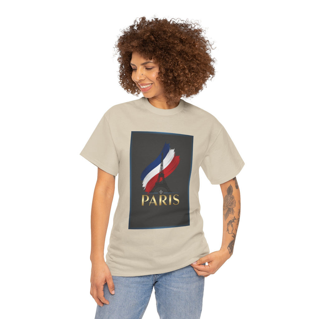 Paris Tricolor Graphic Tee — French Flag Brushstroke T-Shirt